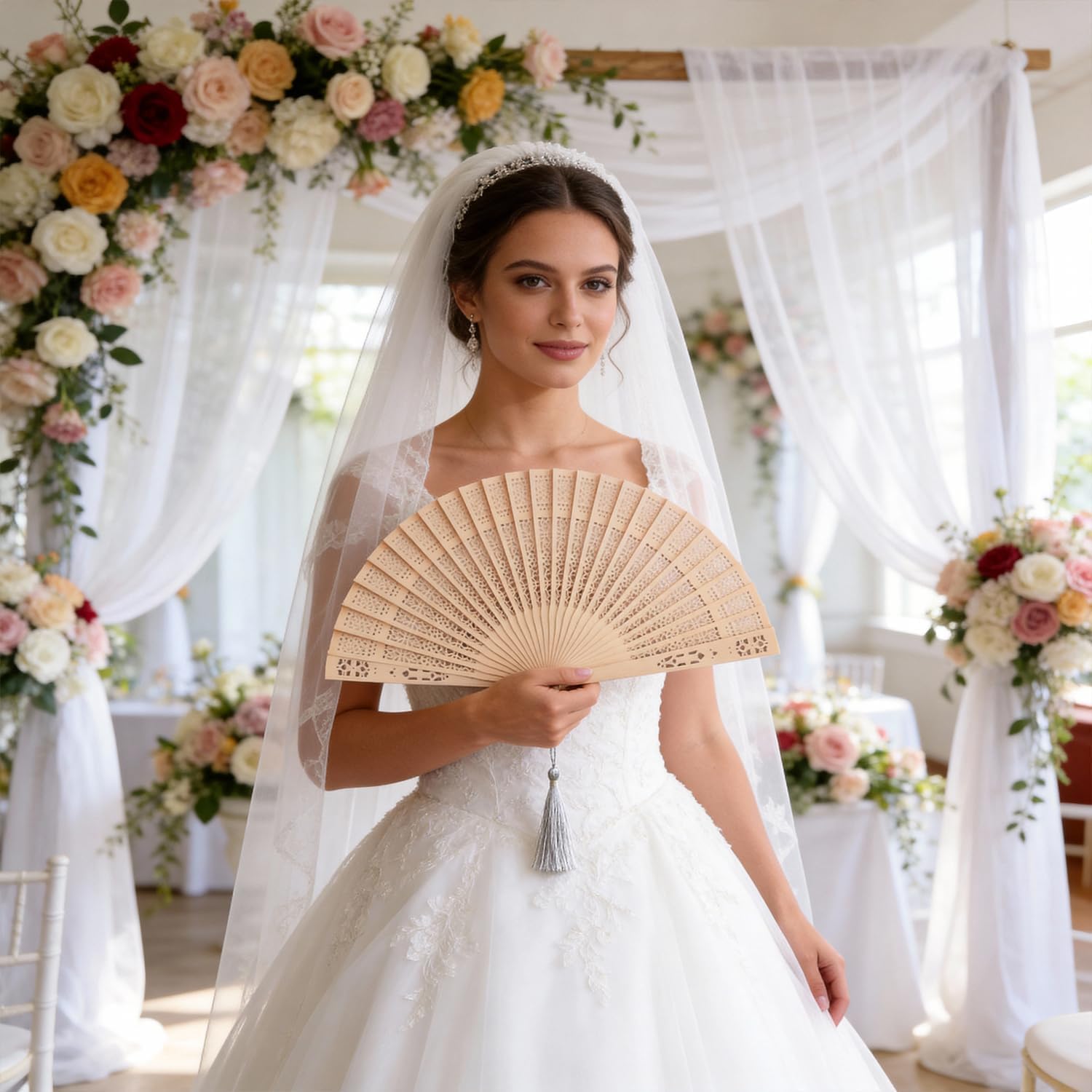 50 Stück Faltfächer aus Holz für Hochzeiten