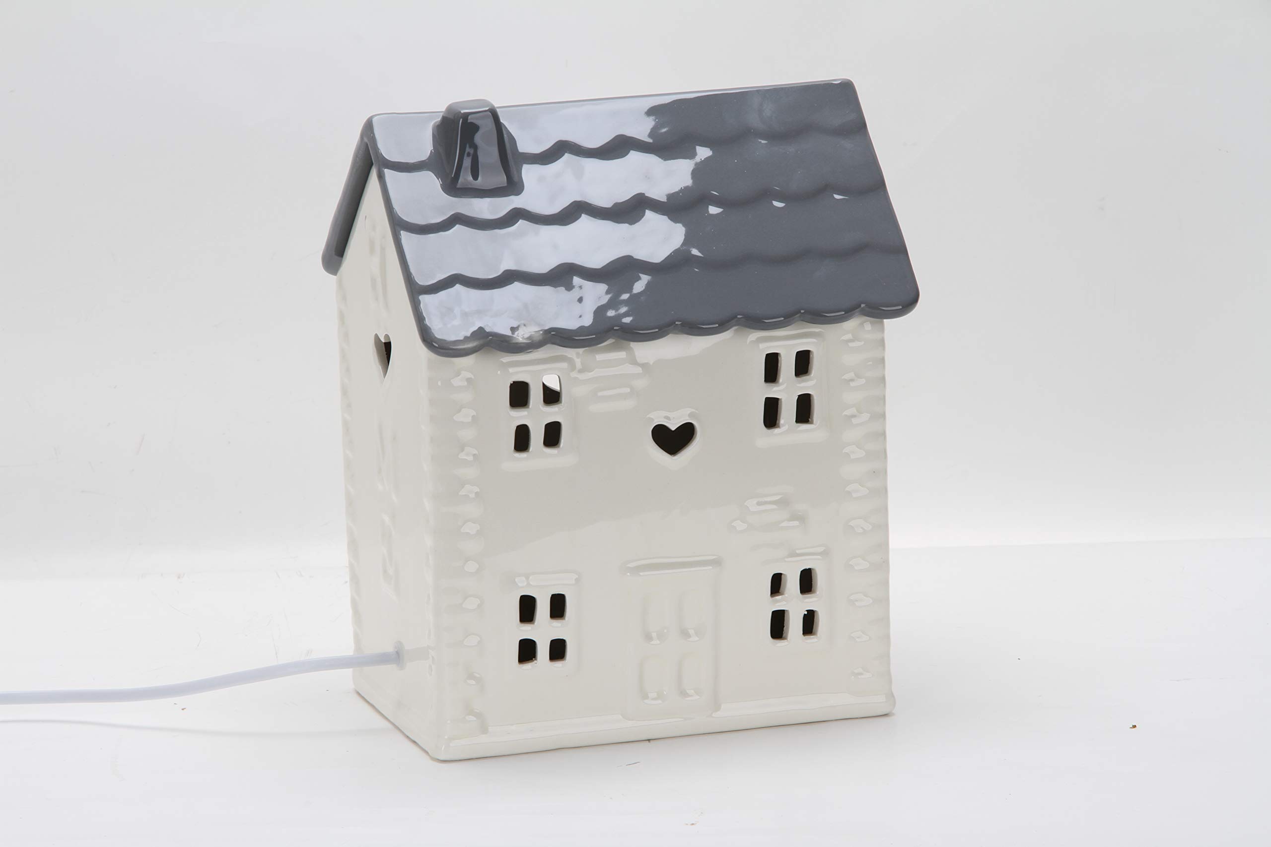Ceramic House Sculpture Table Lamp - Grey