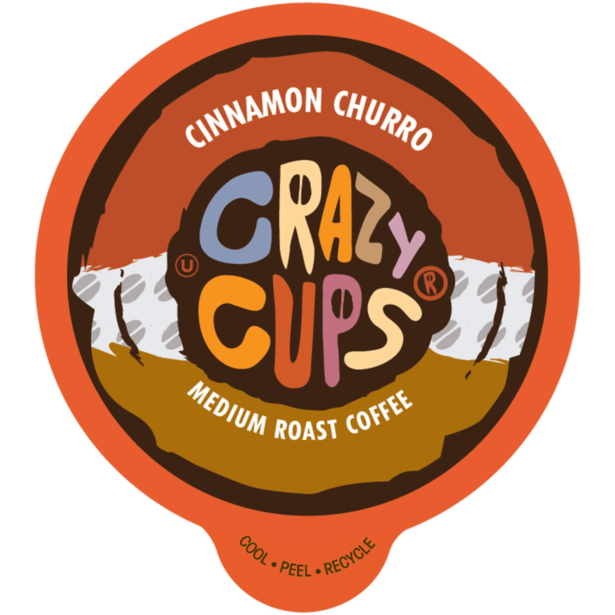 Crazy Cups Flavored Cinnamon Churro Single Serve Coffee for Keurig K-Cups Machines, Medium Roast in Recyclable Pods, 22 Count (Pack of 1)