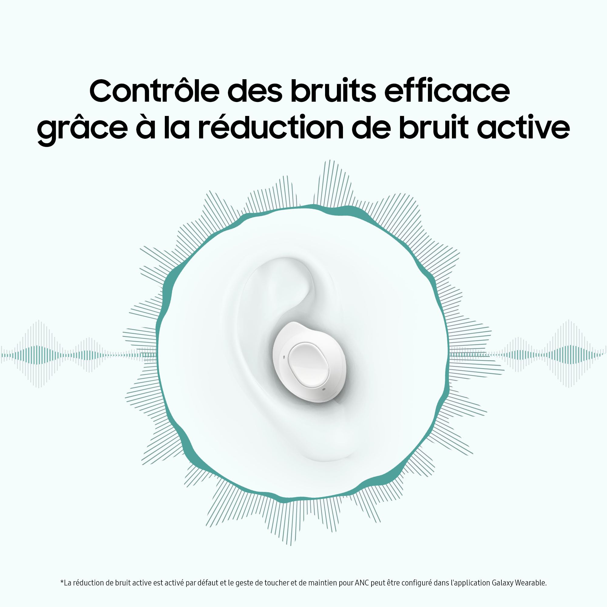 Samsung Galaxy Buds FE Écouteurs sans Fil, Réduction Active du Bruit, Ajustement Confortable, 3 Micros, Commande Tactile, Basses Profondes, Graphite, Version FR