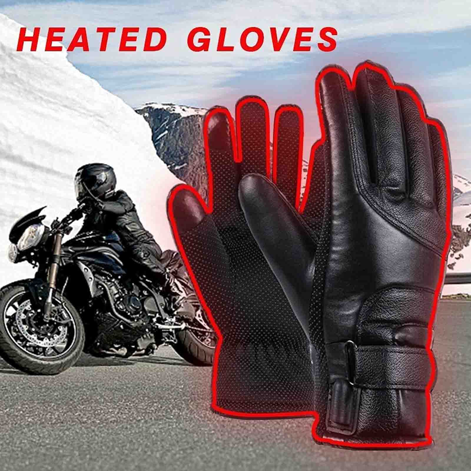 CHEWYNP Guanti riscaldati da Moto Guanti scaldamani Invernali con Regolazione della Temperatura per Ciclismo Guanti riscaldanti alimentati Tramite USB per Uomo Donna