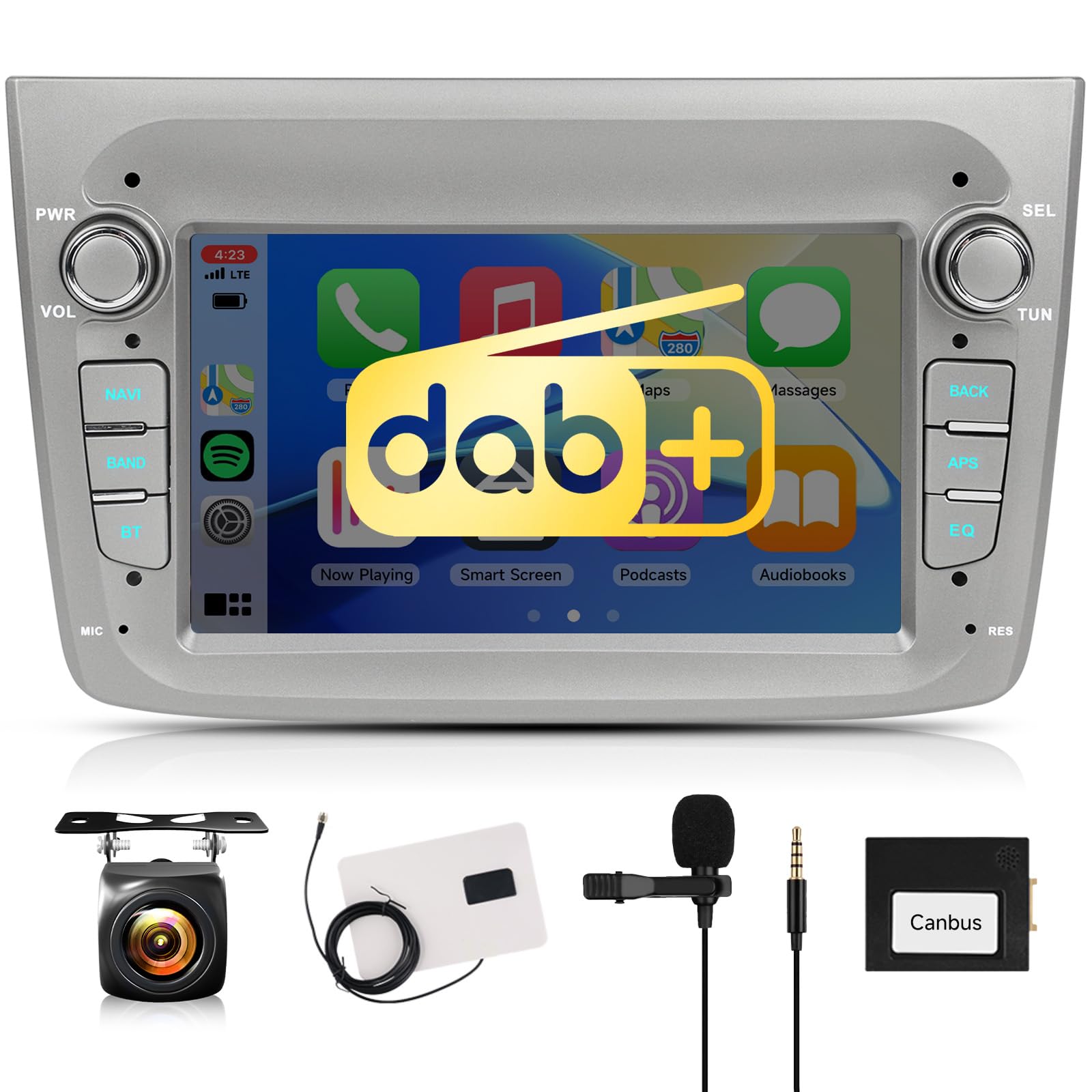 Rimoody【DAB+】2G+64G 7'' Android 15 Autoradio per Alfa Romeo MITO 2008-2016 Carplay Senza Fili Android Auto Navi GPS WiFi Mirror Link Bluetooth FM/RDS EQ Comandi al Volante Retrocamera