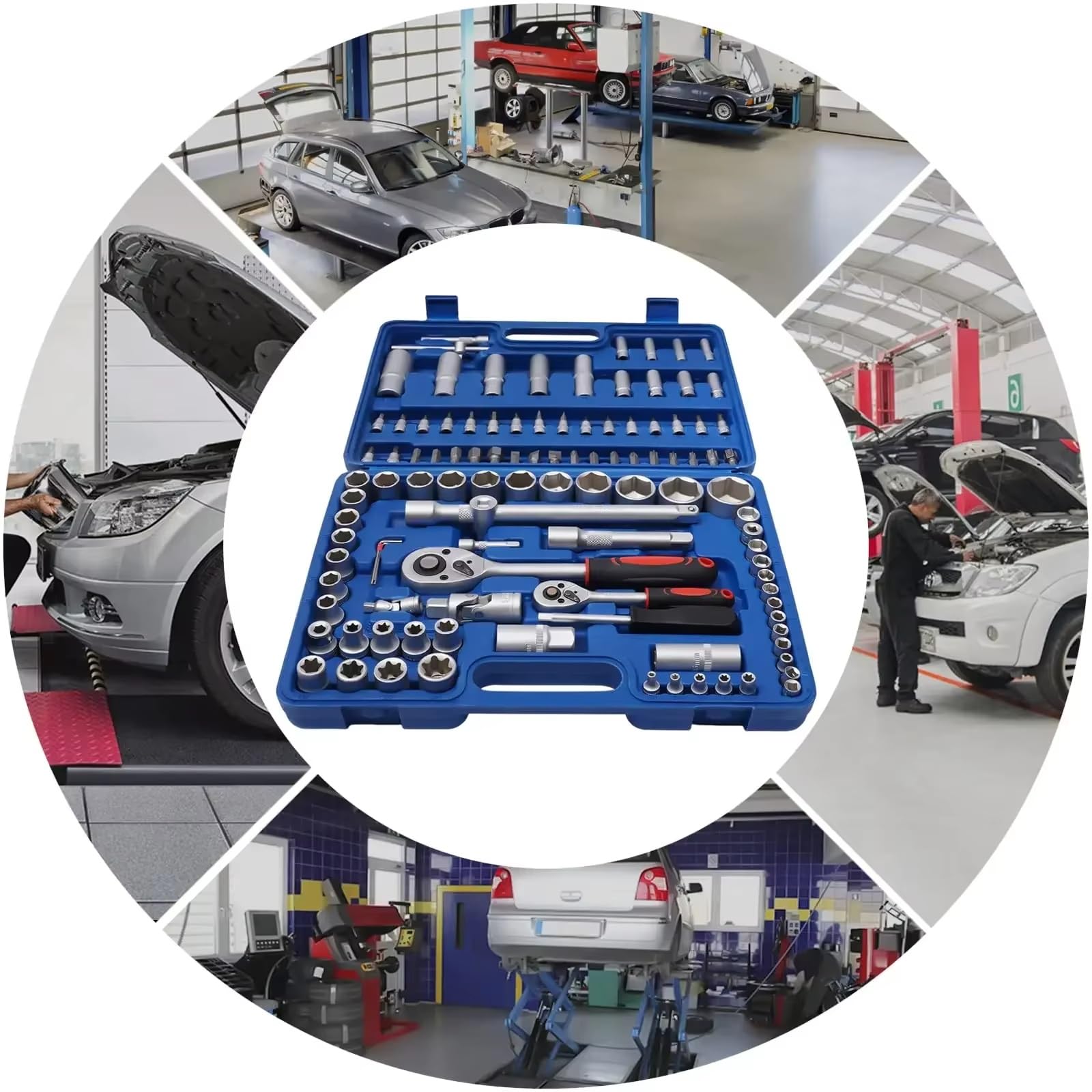 Set di attrezzi meccanici Set Chiavi A Cricchetto Da 108 Pezzi Set Chiavi A Cricchetto Prese Set Di Chiavi A Bussola Esagonali Metriche Kit Utensili Meccanici La Riparazione Automatica