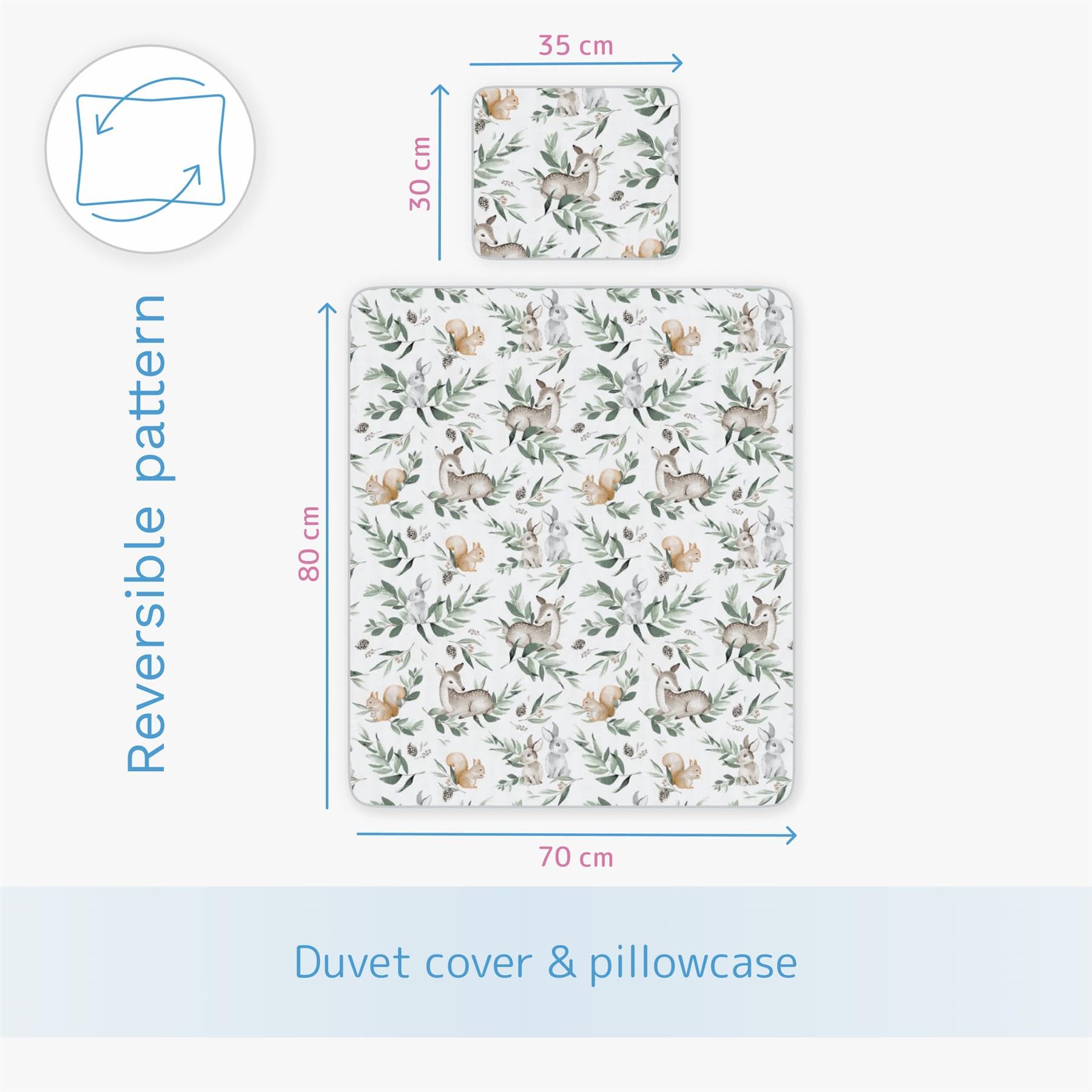 Baby Comfort 2 Piece Baby Kids Bedding Set 80x70 cm Duvet Cover & Pillowcase 12M+ (Forest), 35 - Image 4
