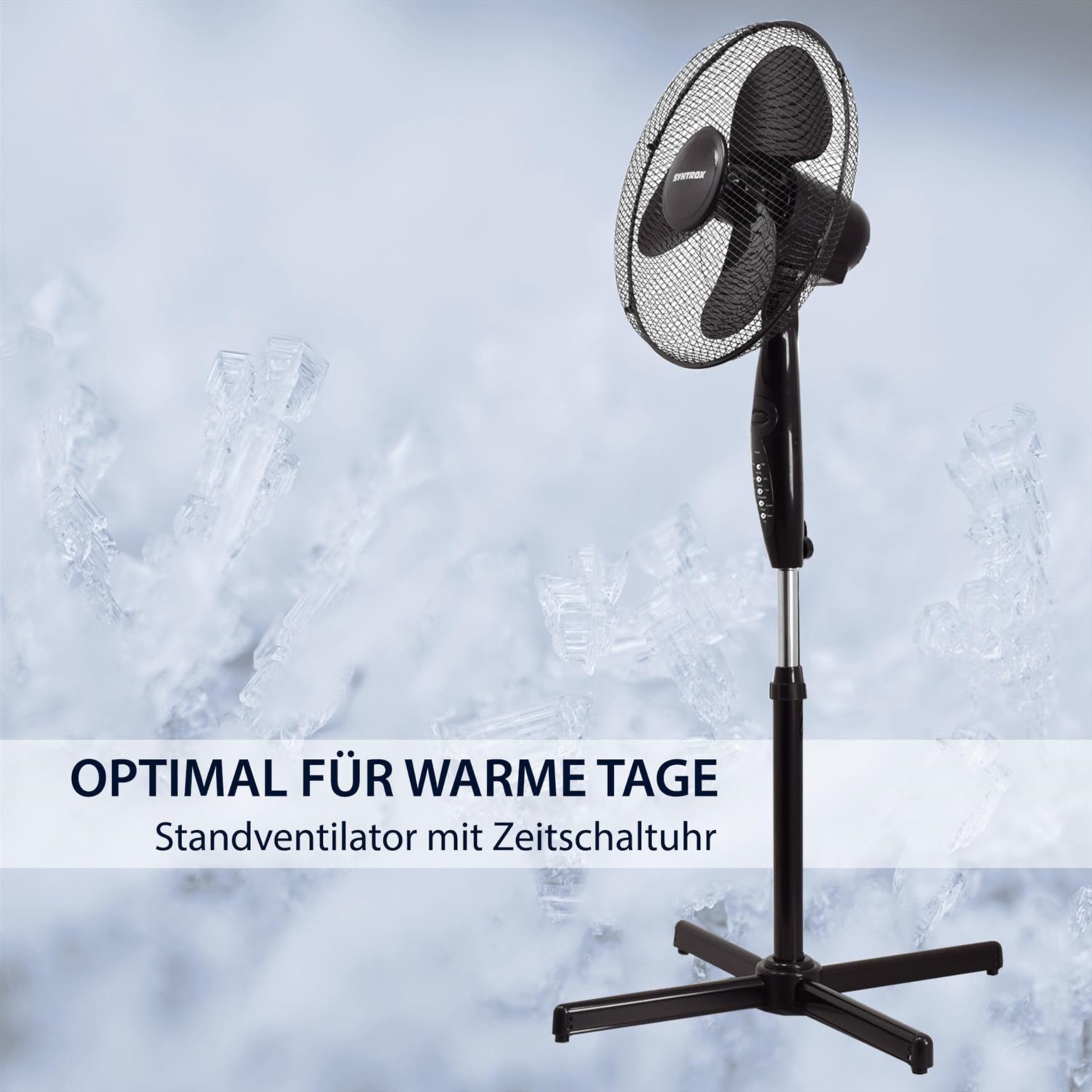 Syntrox Standventilator mit Oszillation Glittera, 50 Watt, LED-Display, höhenverstellbar