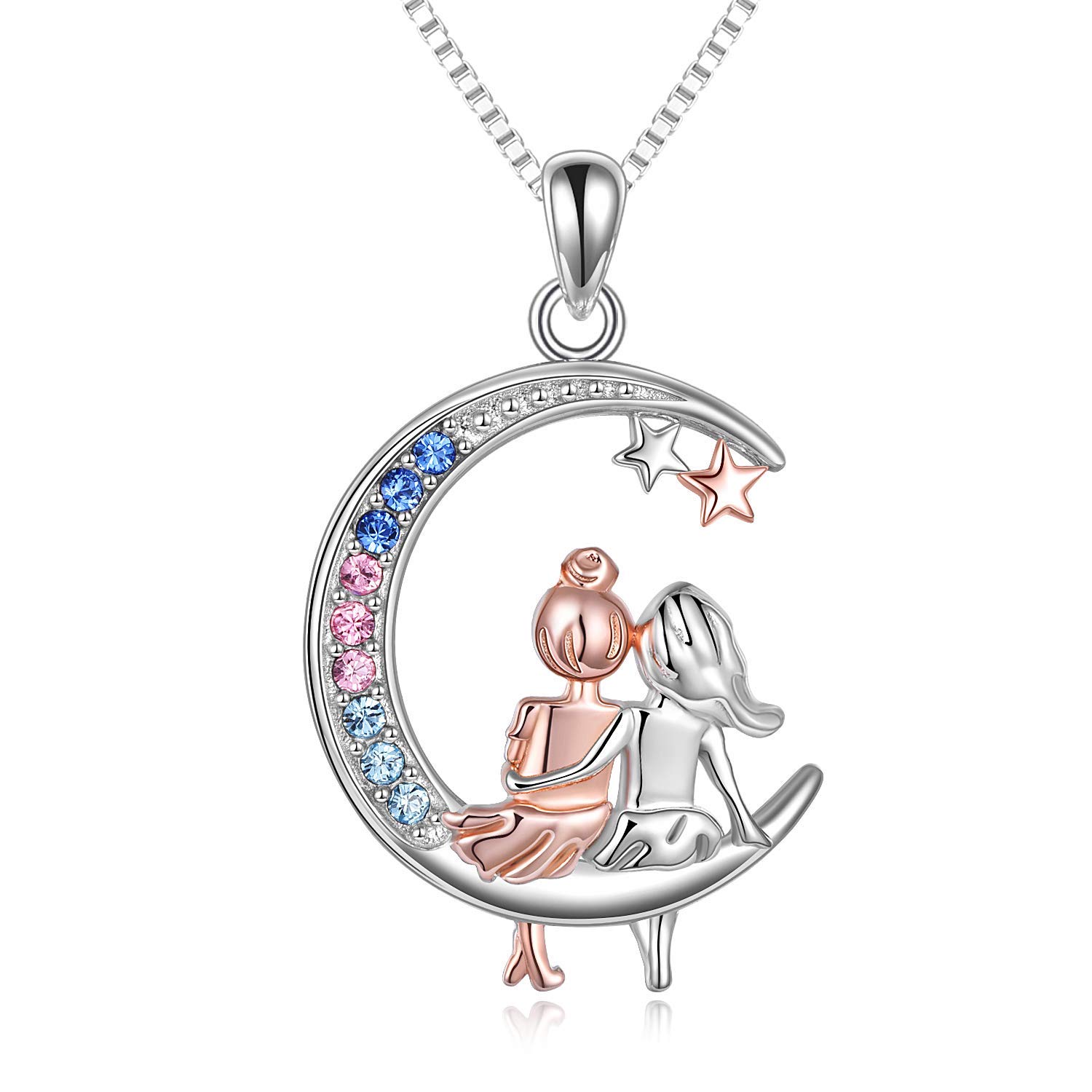 Infinity Love Collier avec pendentif en forme de cœur et inscriptions « Always My Sister » et « Forever My Friend », en argent sterling 925, pour sœurs