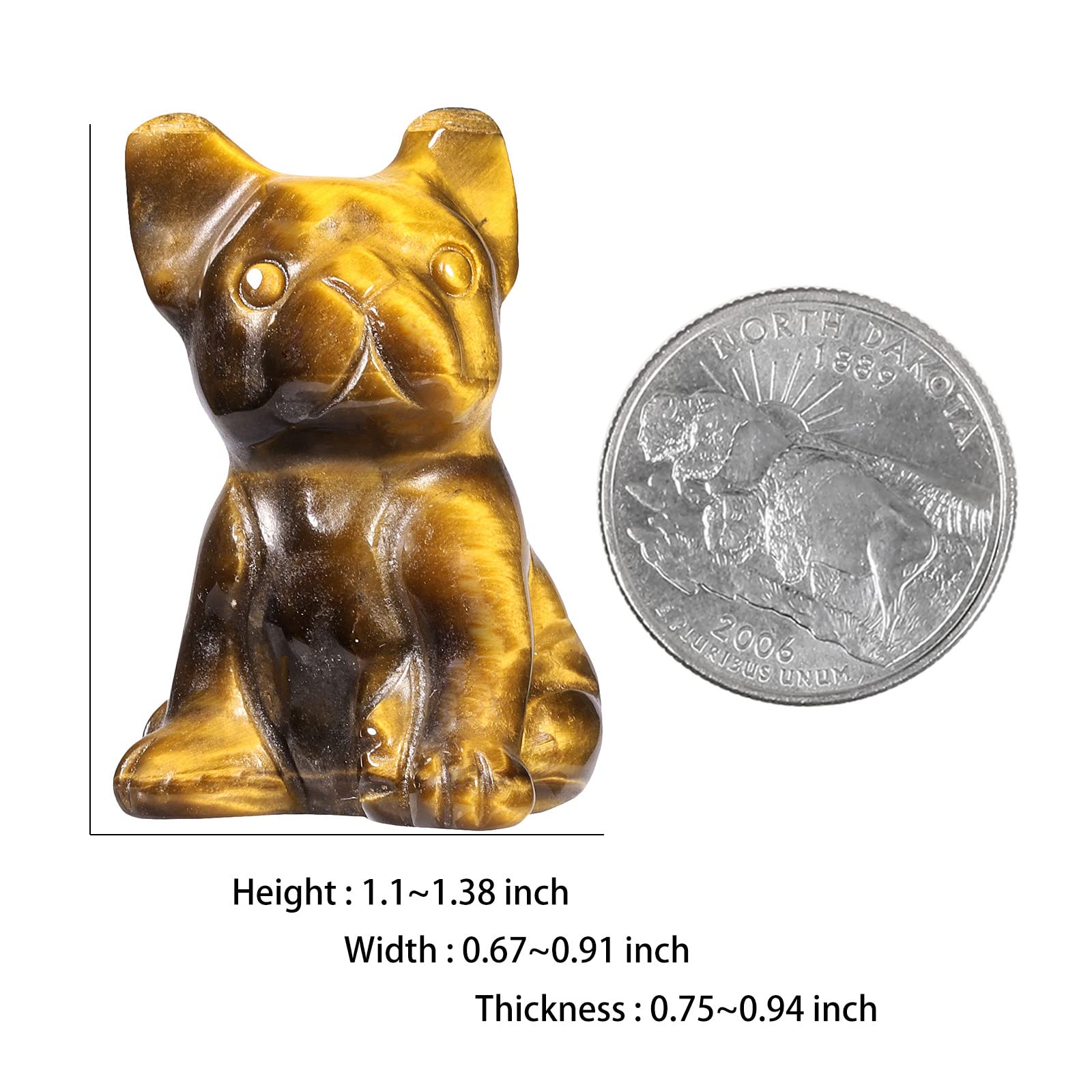 Nupuyai 2pcs Tiger's Eye Mini Crystal Stone Statue Hand Carved Animal Dog Puppy Set - Image 2