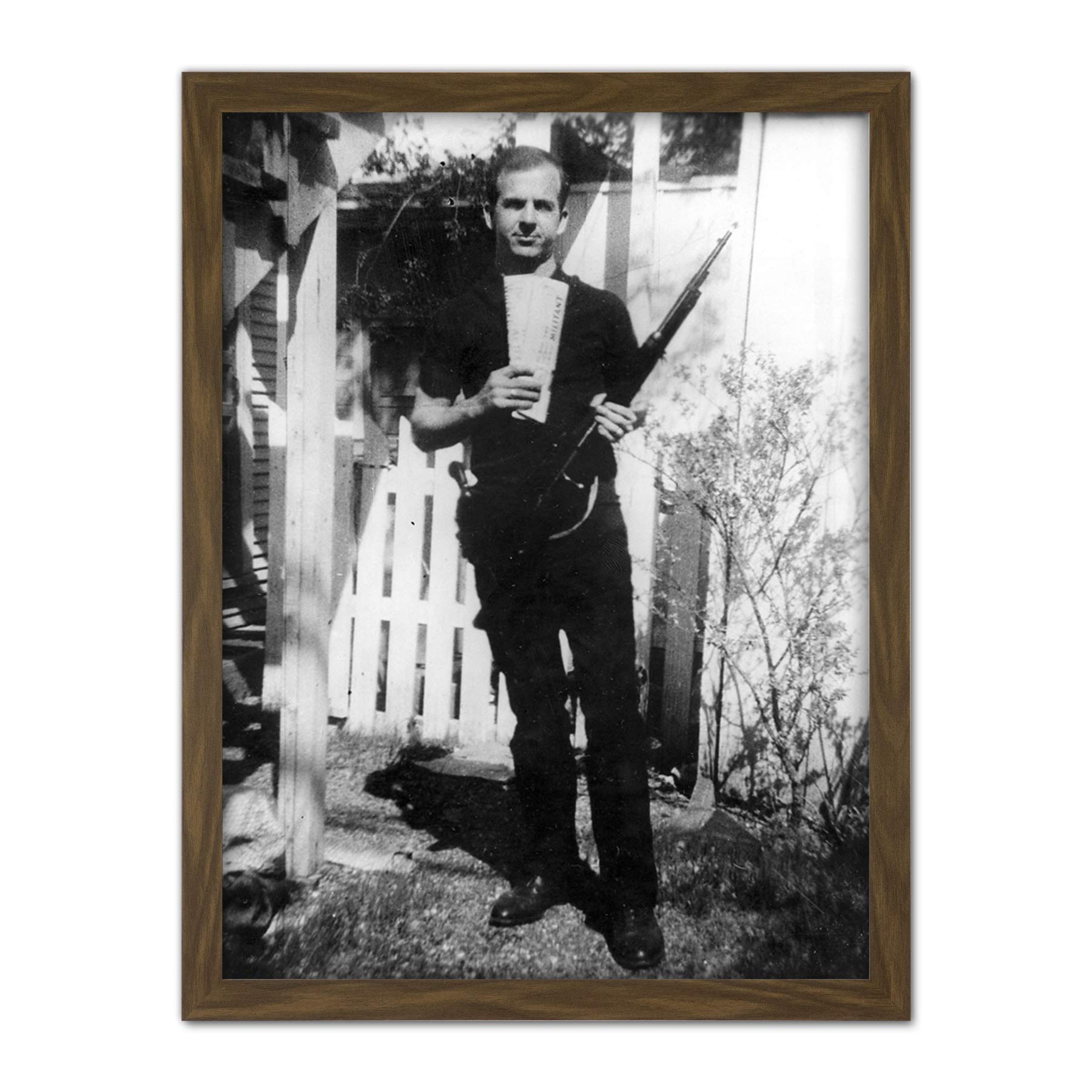 Artery8 JFK Kennedy Assassin Harvey Oswald Backyard Photo Artwork Framed Wall Art Print 18X24 Inch