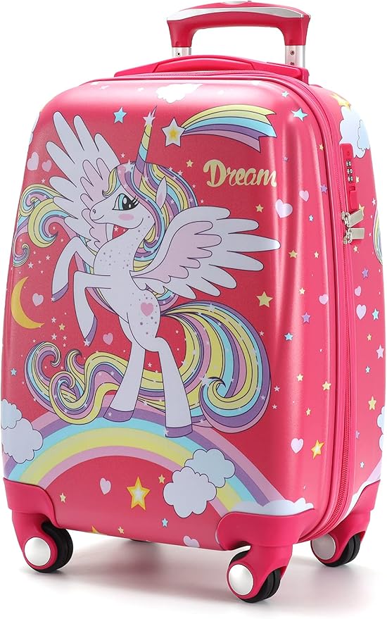 GURHODVO Kids Carry On Luggage Children Rolling Suitcase with 4 Wheels Hardshell