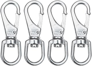 SHONAN Stainless Steel Flag Clips for Flagpole Rope- 4 Pack 3.5 Inch Swivel Snap Hook Flag Pole Clips, Diving Clips Spring Hooks for Dog leashes, Keychains, Boat Ropes, Bird Feeders