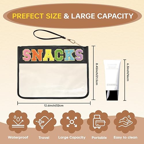 Miniatura 2 de Burskit Bolsa de felpilla transparente con cremallera para viaje, bolsa de maquillaje de parches preparatorios, bolsa de maquillaje de nailon para