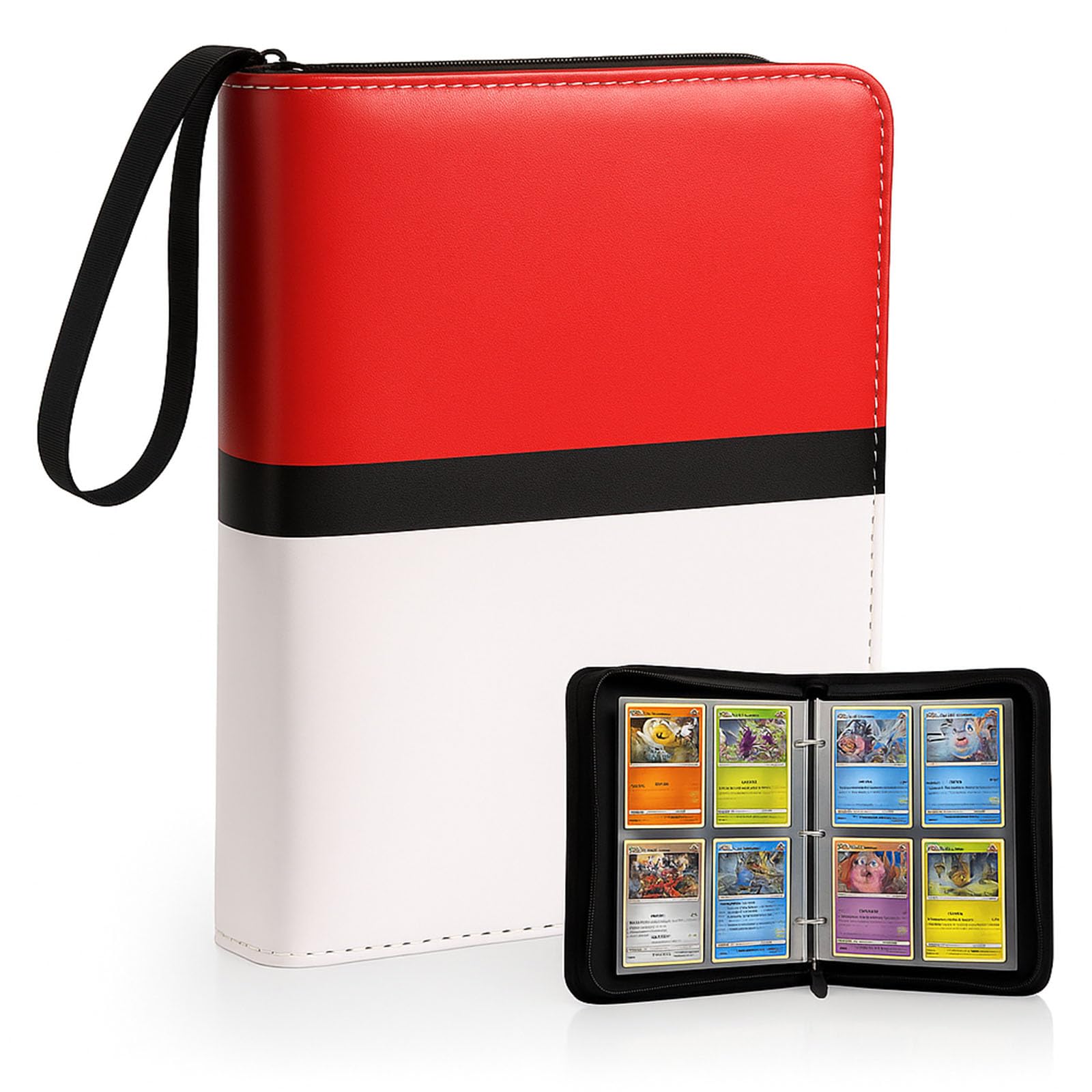 4 Pocket Card Binder, 400 Cards Trading Card Binder with Zipper Closure, Waterproof PU Leather - Ideal for TCG, Sports & Football Cards - Gift for Kids & Collectors