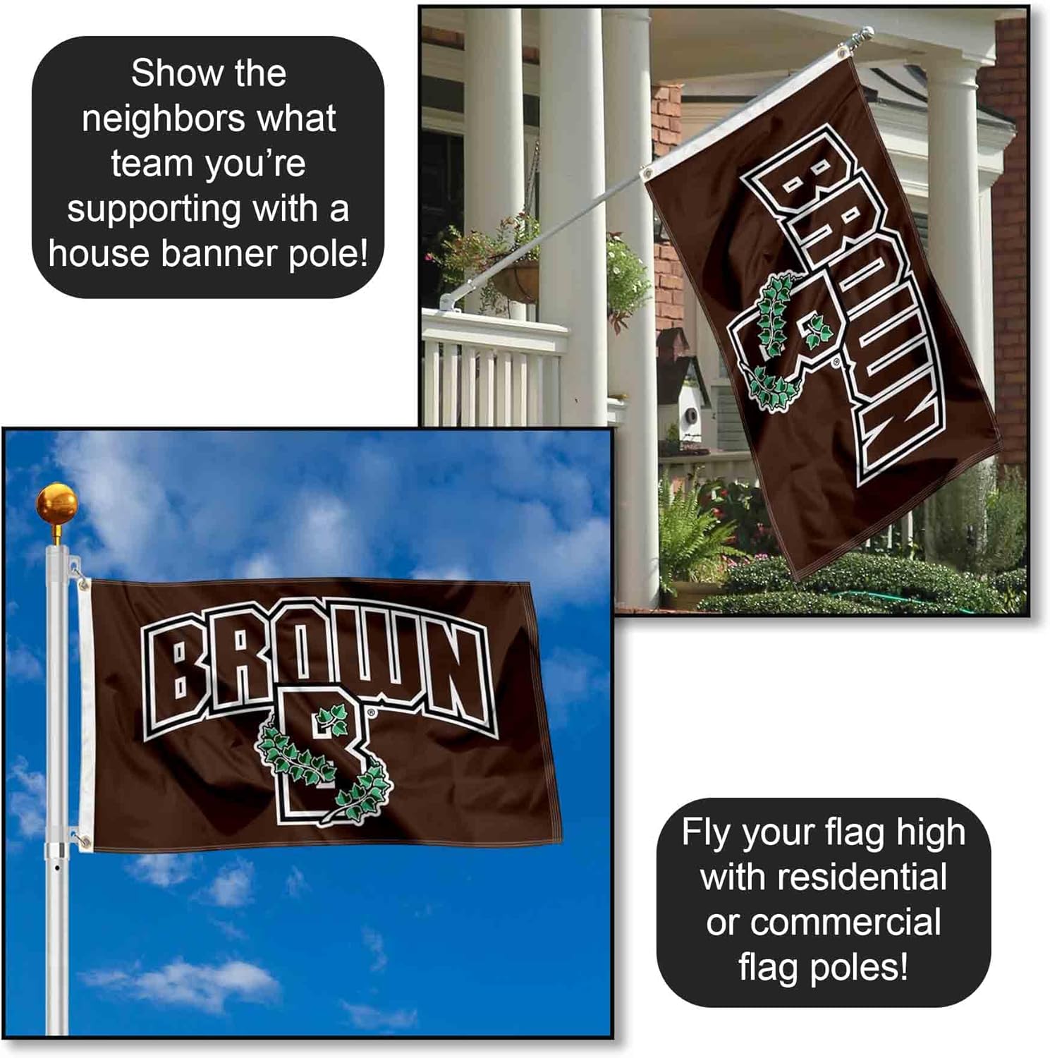 College Flags & Banners Co. Brown Bears 3x5 Foot Flag - Image 3