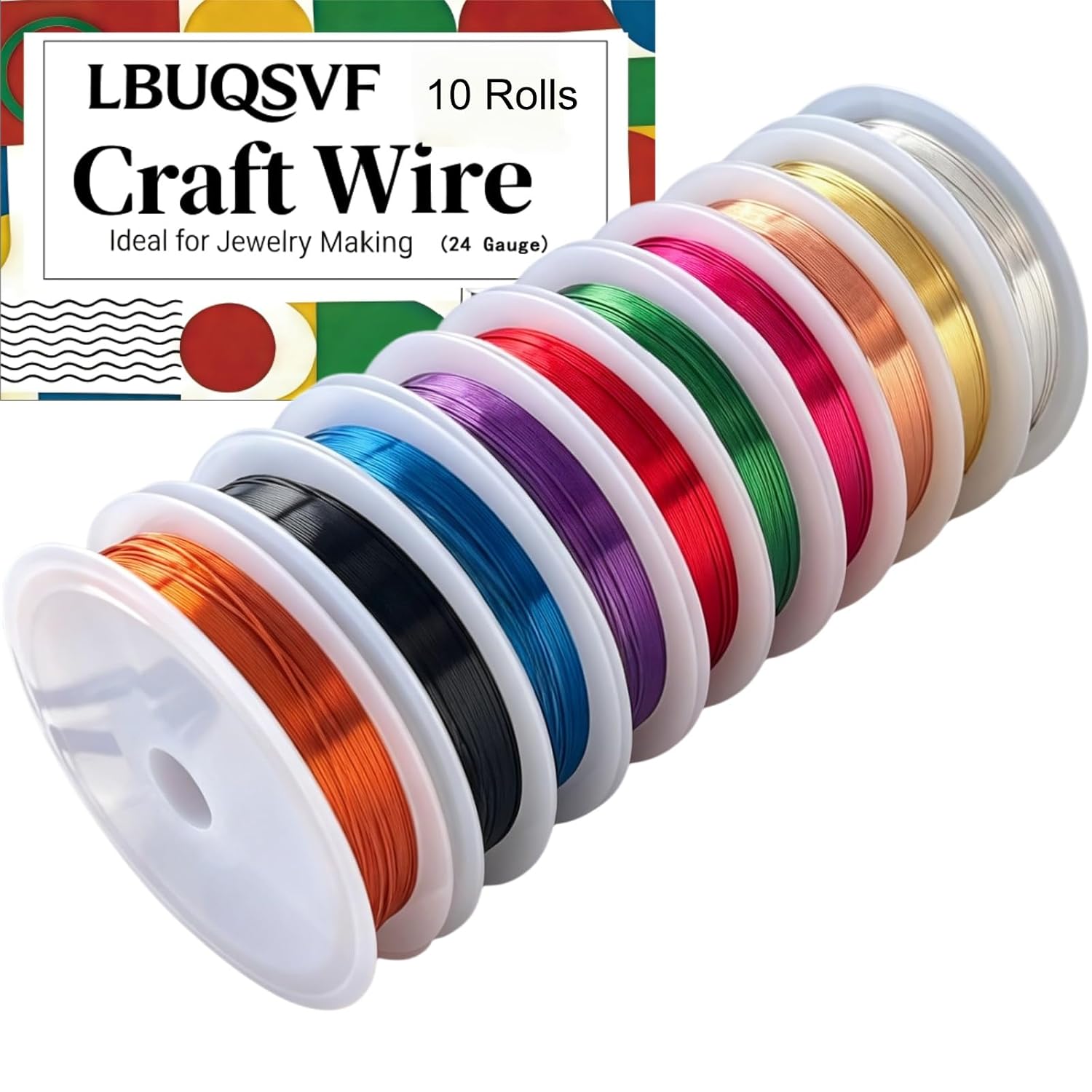 10 Rolls 24 Gauge Colored Copper Jewelry Wire - 0.5mm Beading Wire | Non-Tarnish Thin Bendable Craft Wrapping Wire Kit, Soft Metal Jewelry Making Wires for Crafts, Art, Bracelet, Bead, Crafting