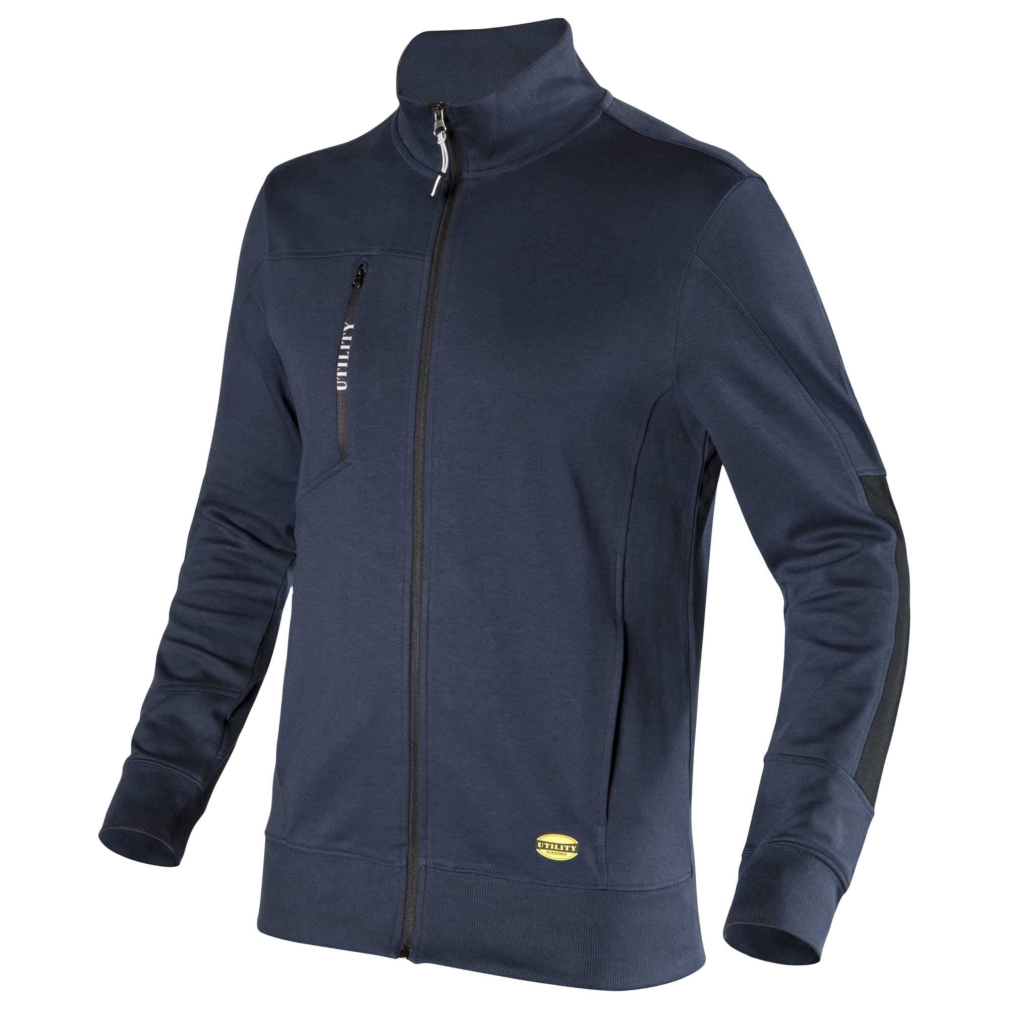 Utility Diadora - Felpa Leggera da Lavoro Sweatshirt Zip litework 702.178755 (L, Blu)