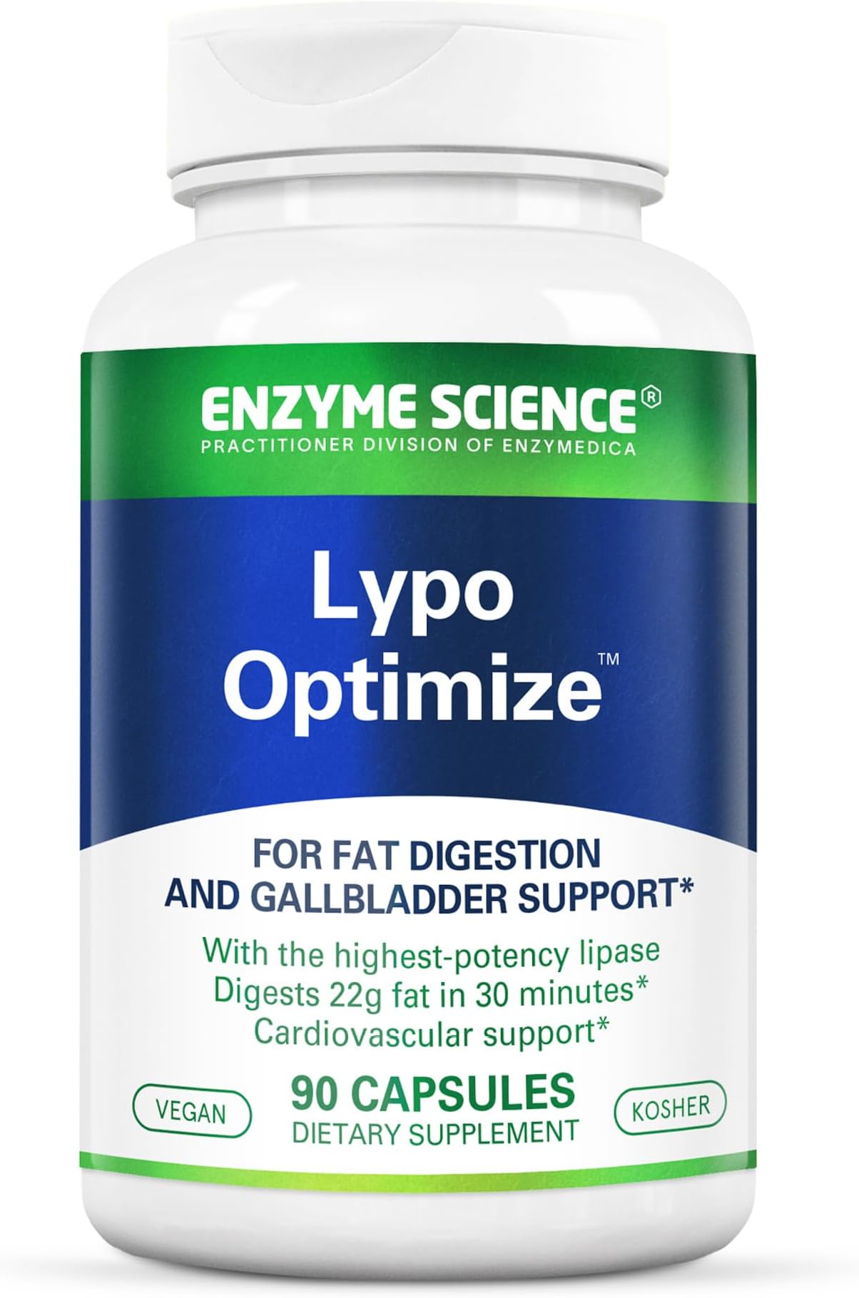 Lypo Optimize - Lipase Digestive Enzyme Supplement - Enzimas Digestivas - Vegan and Kosher - 90 Capsules