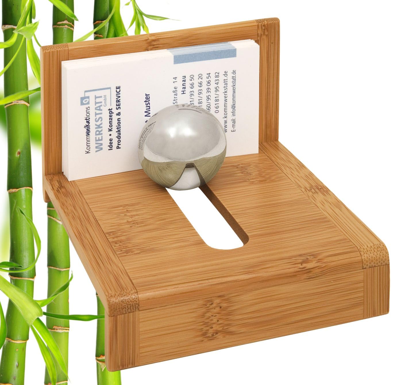 Wedo Bamboo Business Card Holder - Brown