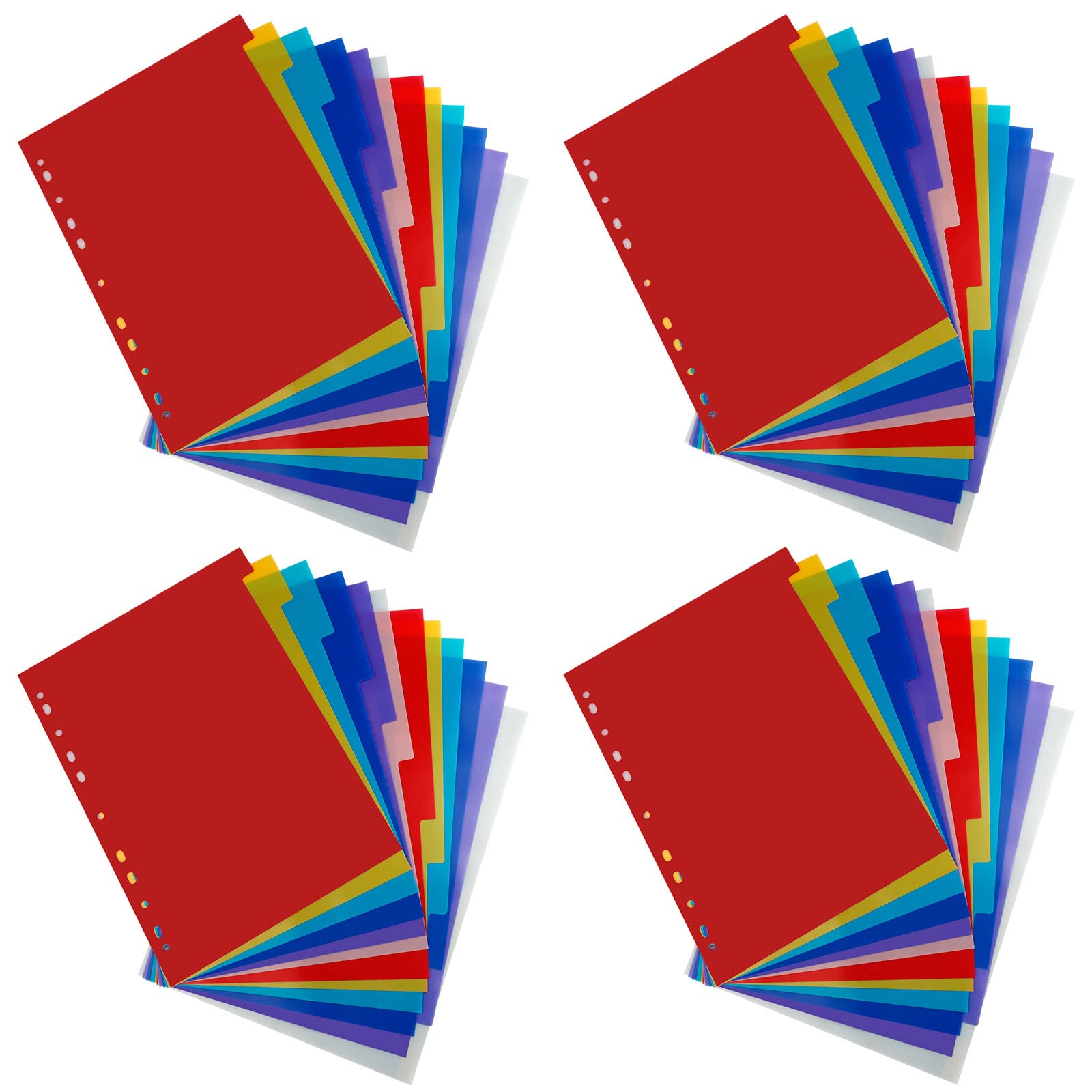 48 Pack Binder Dividers, Multicolor Tab Dividers for 3 Ring Binder, Binder Tabs Notebook Dividers for 2/3/4/11 Ring Binders, Letter Size (8.2×11.6 Inch)