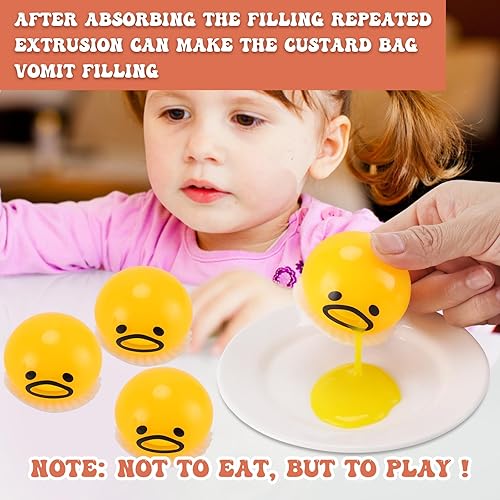 Miniatura 3 de FauKait Lindos juguetes redondos de succión y vómitos de yema de huevo perezoso de color amarillo juguetes de alivio de estrés con ventilación de