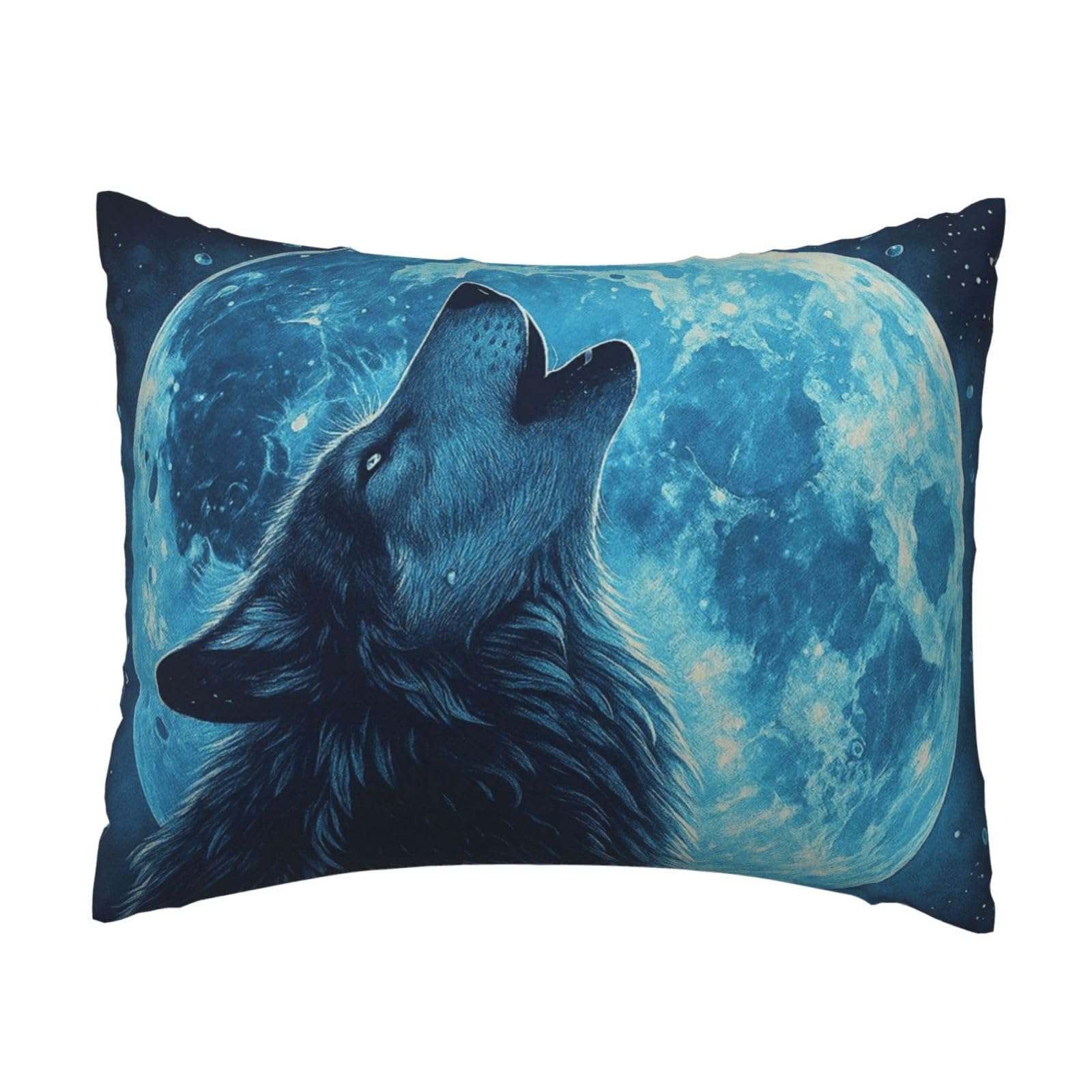 Wolf Howl Under The Moon Pillowcase Soft Plush with Zipper Decorative Pillowcovers 16x20 in