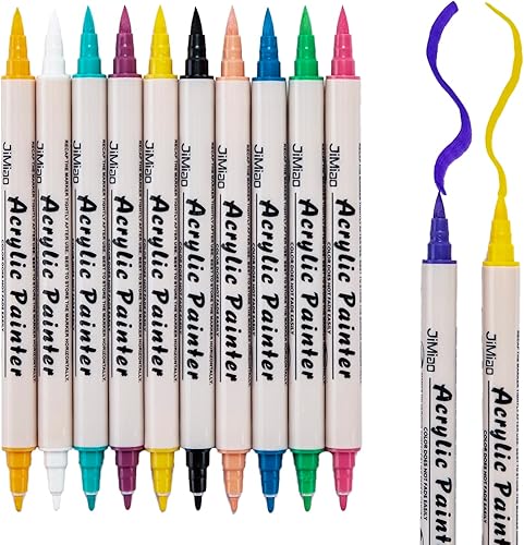 Bolígrafos de pintura acrílica para pintura de roca juego de 12 colores punta fina sin agitar sin bombeo marcadores de pintura acrílica para piedra