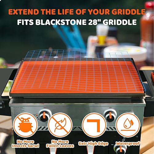 Miniatura 6 de Utheer Alfombrilla de silicona de 28 pulgadas para parrilla Blackstone, alfombrilla de silicona resistente de grado alimenticio, cubierta protectora