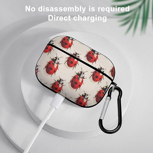 Miniatura 3 de Compatible with Airpods Pro 2nd Generation Case Cover - Realistic Red Coccinellidae Print Compatible with Airpods Pro Case Cover with Carabiner