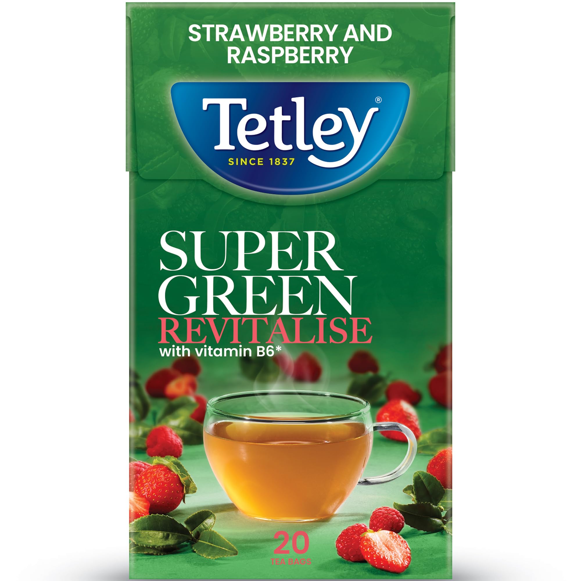 Tetley Super Green Tea Boost Strawberry & Raspberry Teabags x20