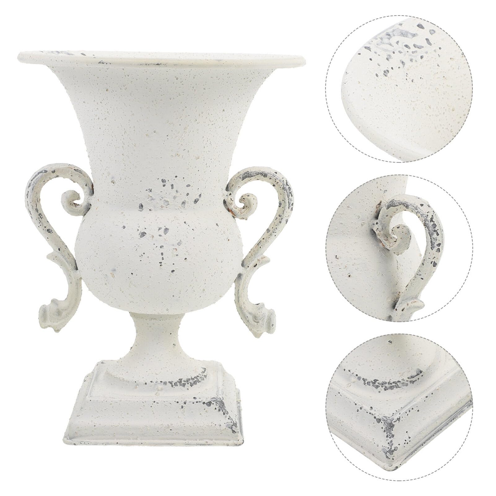 Alipis Vaso a urna in metallo, stile classico, in ferro anticato, decorativo, rustico, con stelo romano, per esterni, per giardino, patio B