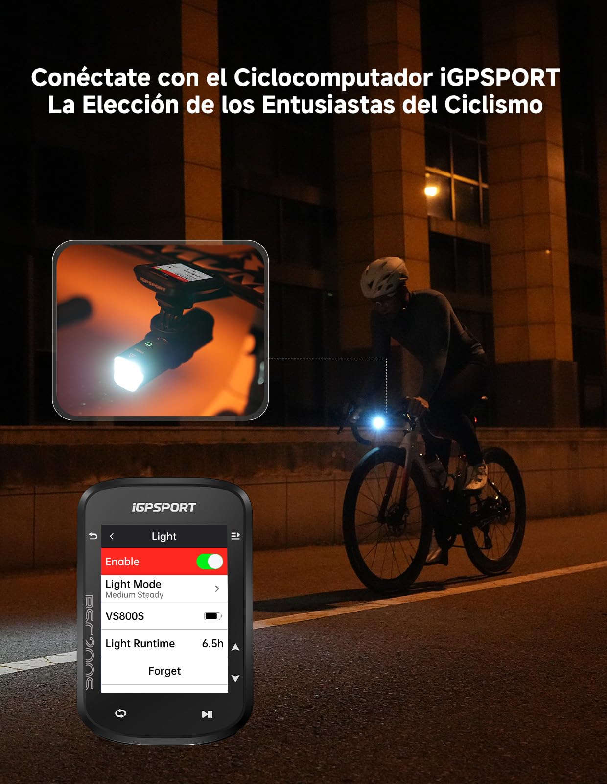 iGPSPORT Luz Bicicleta，500/800/1200/1800 Lúmenes Faro Delantero Brillante para Bicicleta para Ciclismo Nocturno Recargable E Impermeable