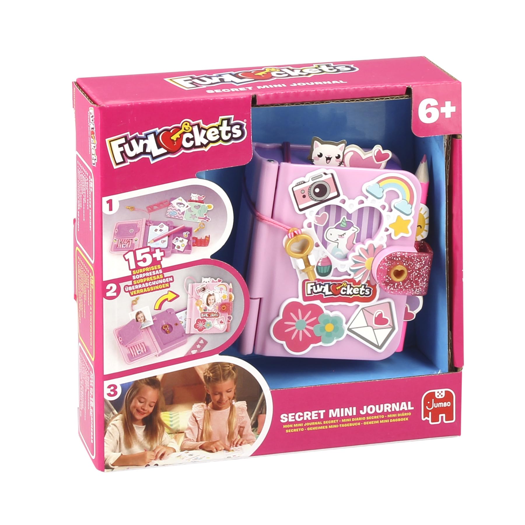 FUNLOCKETS My Mini Secret Journal - Personalisable Personal - Find Keys & Discover Mysteries; More than 15 Surprises Inside! Creative Toy for Children, Stationery, Girls, from 6 Years Old
