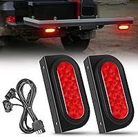 Nilight 6-Inch Oval LED Hitch Cargo Carrier Light Kit | 2PCS Red Waterproof Stop Turn Tail Lights w/ Bracket & 82" Harness