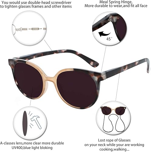 Miniatura 5 de OCCI CHIARI Gafas de lectura para mujer, lector de ojos, durables 0 1.0 1.25 1.5 1.75 2.0 2.5 a 4.0 5.0 6.0, Sun Readers-marrón