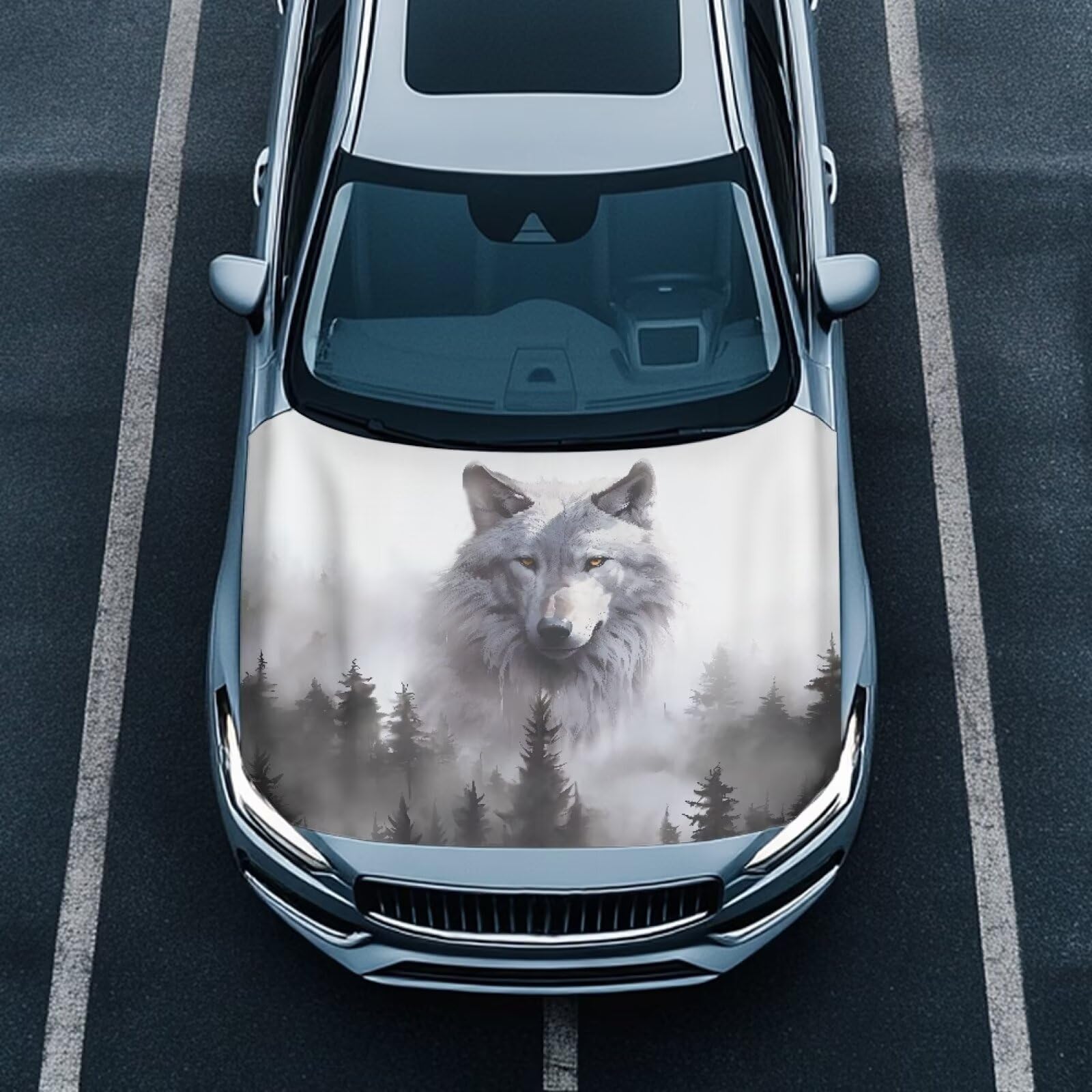 Wolf Car Hood Cover, Car Bonnet Banner, Universal Fit, Elastic Polyester, Stretchable, Waterproof Automotive Hood Covers,Car Accessories