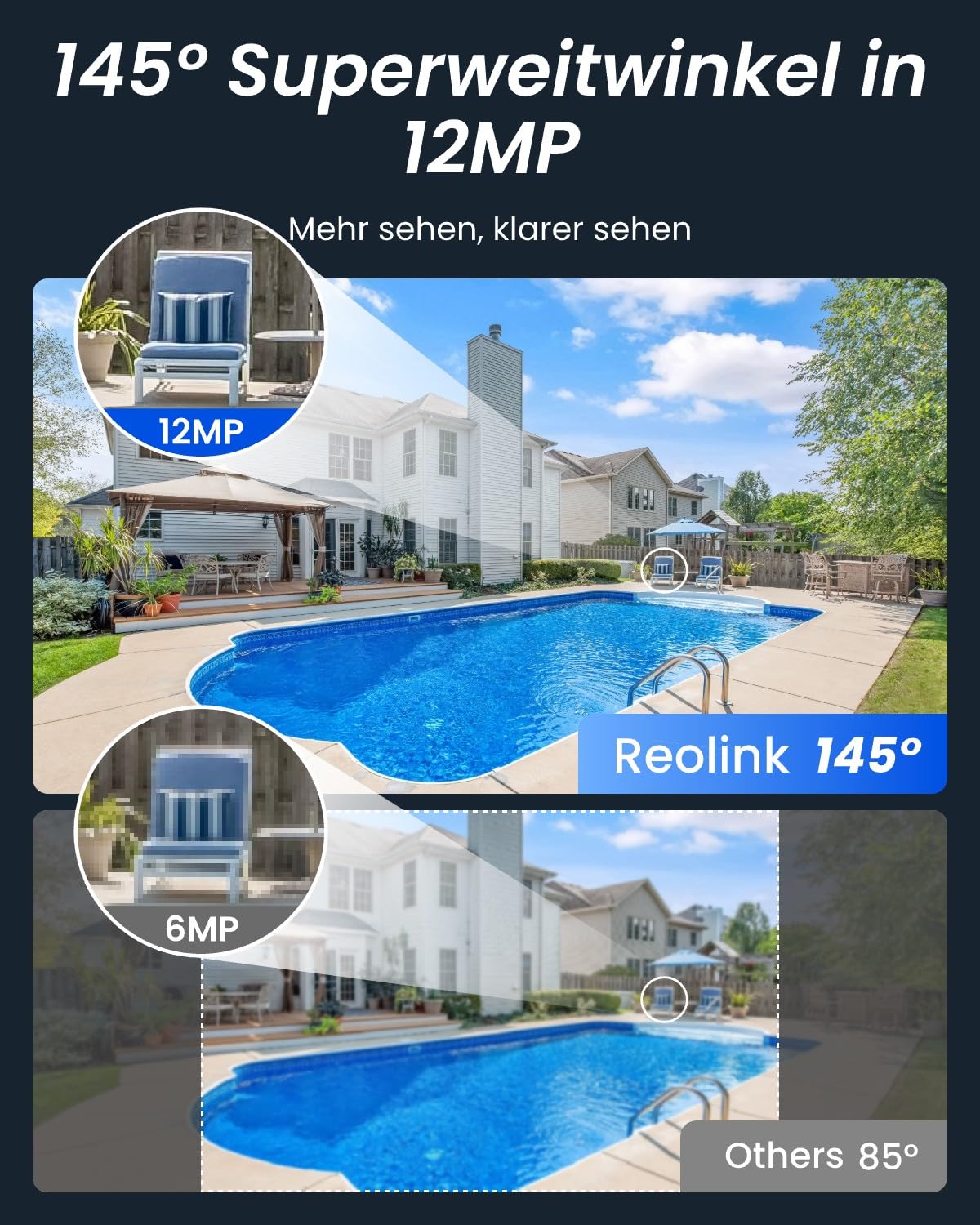 Reolink 12MP PoE Überwachungskamera Set mit 4X IK10 vandalensichere Aussenkameras, 145° Weitwinkel, Farbnachtsicht, Personen-/Fahrzeug-/Tiererkennung, 2-Wege-Audio, 8CH NVR mit 2TB HDD, RLK8-1200V4