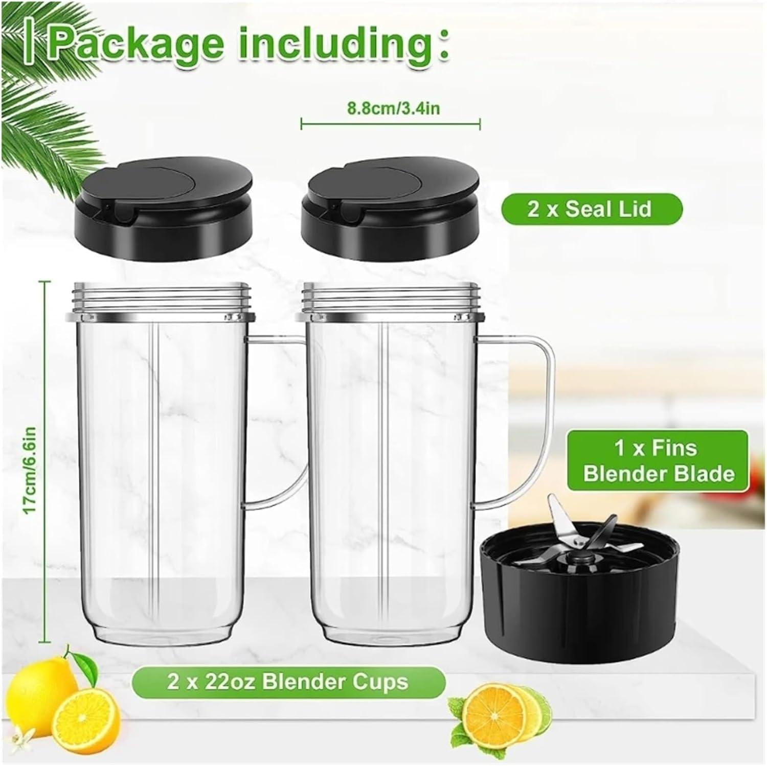 22 Oz Juicer Replacement Cup Blender Blade Blender Accessories Juicer Cup Lid For B1001/MB1001B/MBR-0301/MBR-1101
