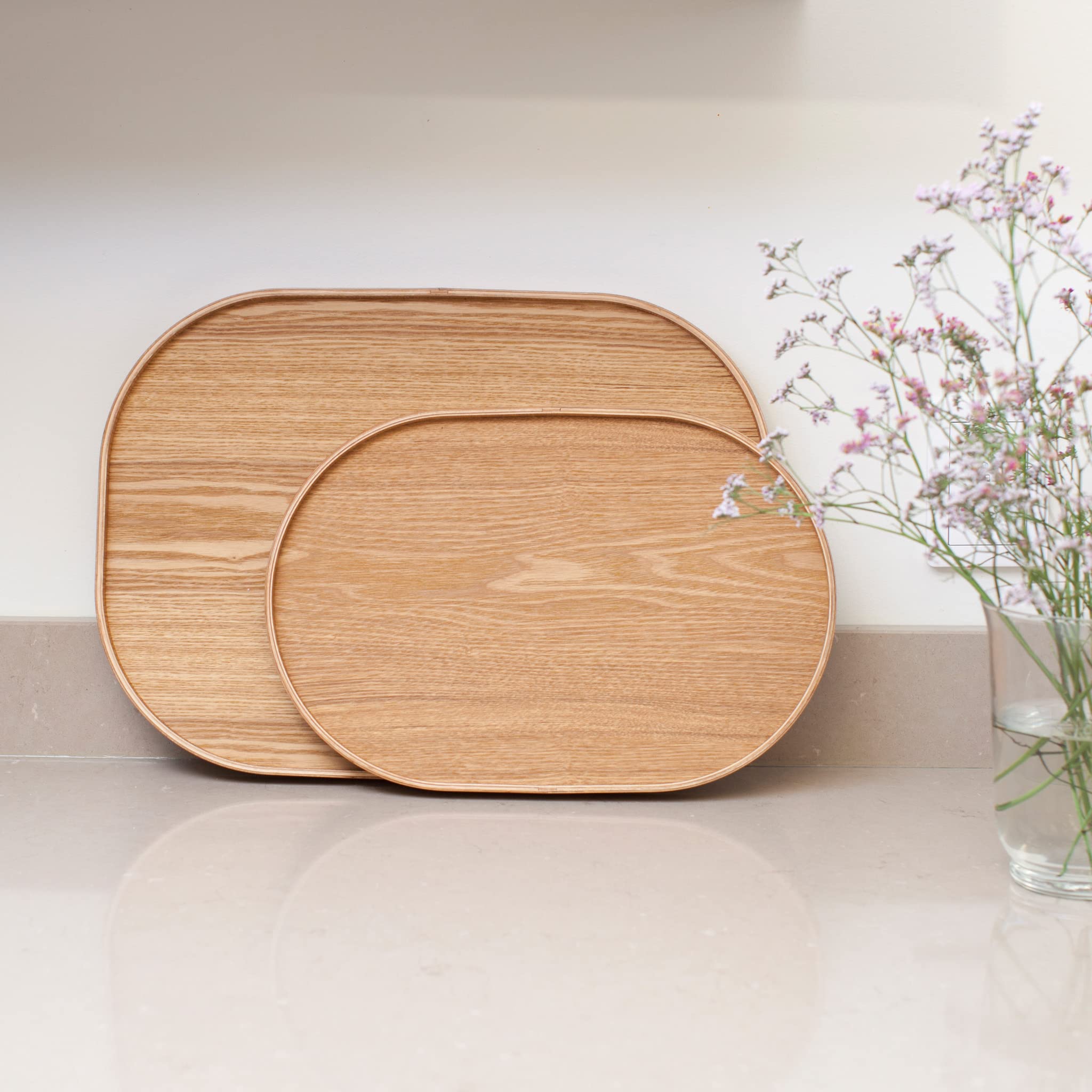 Vassoio da portata Antiscivolo. Vassoio portatile per colazione, pranzo, cena. Legno di salice naturale. MEDIO (39x26x3 cm)