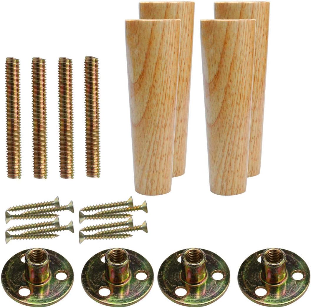 uxcell 7 Inch Round Solid Wood Furniture Legs Sofa Bench