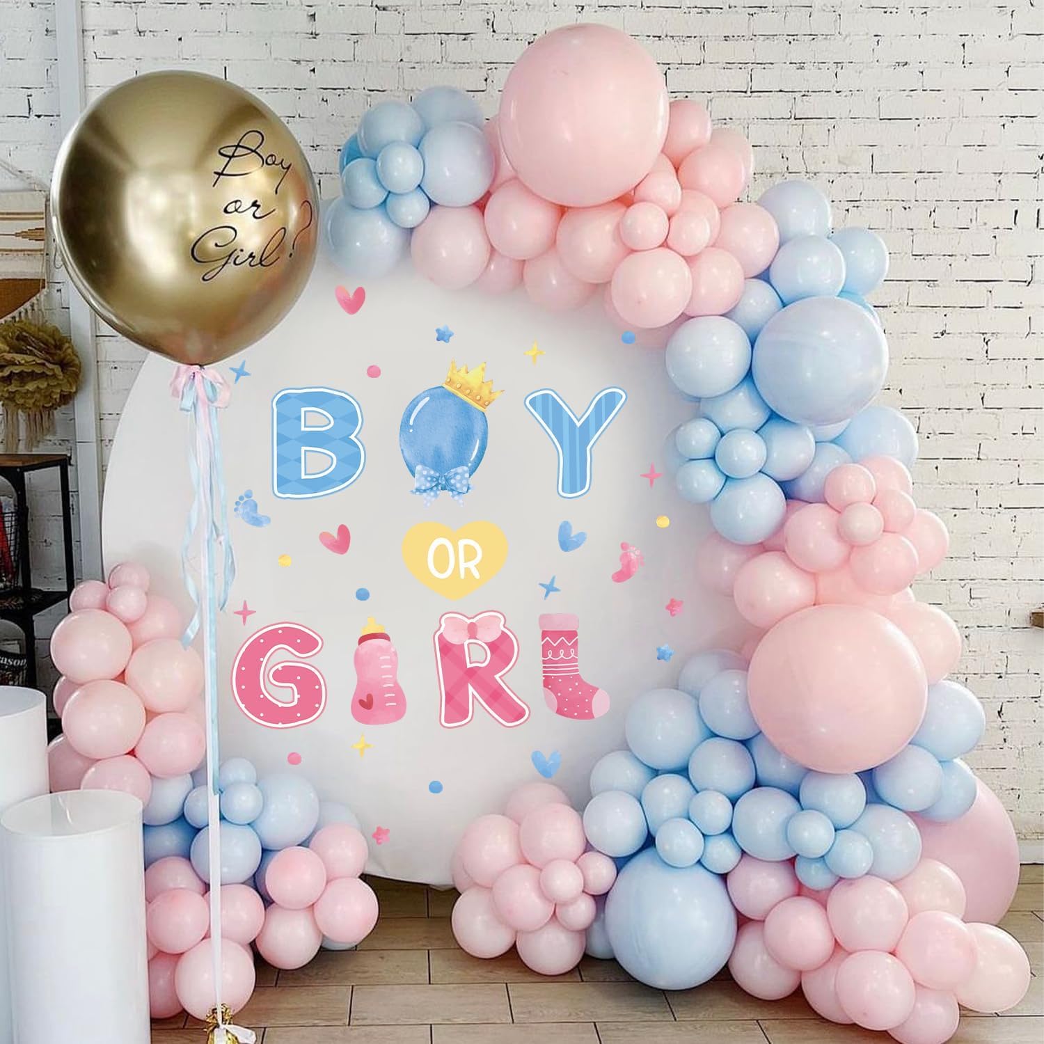 TOARTi Boy or Girl Gender Reveal Decal Baby Shower Wall Stickers Gender Reveal Party Decoration Girl or Boy Wall Decal for Balloon Arch Backdrop Pregnancy Party Supplies - Image 2