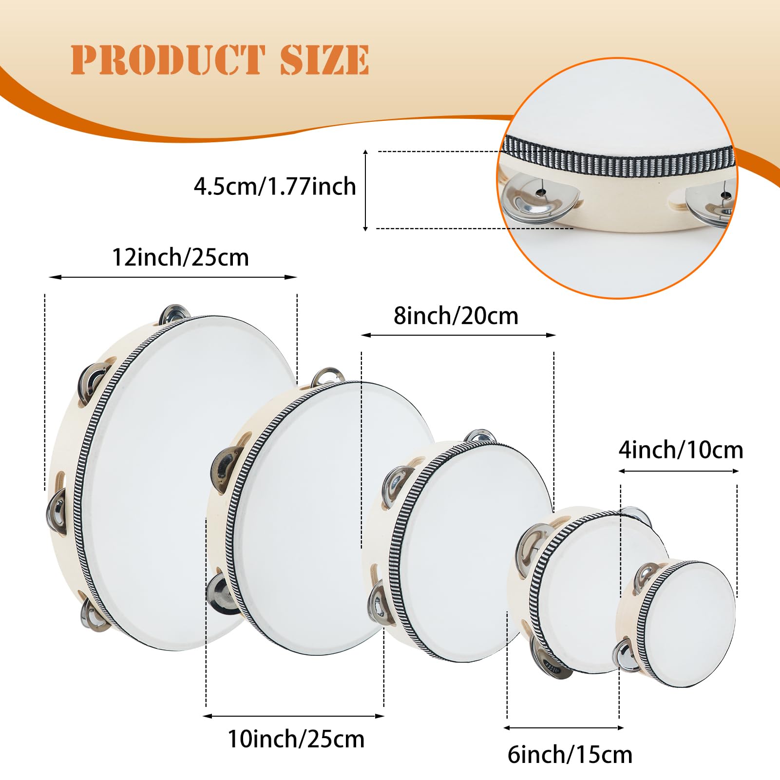 Amazon.com: 10 inchTambourine For Adults Hand Held Wood Tambourine