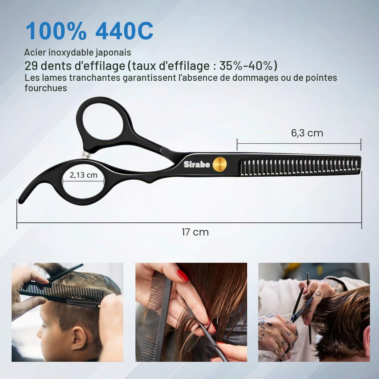Lot de 9 ciseaux de coupe de cheveux professionnels avec ciseaux de coupe, ciseaux d'amincissement, peigne, cape, clips, ciseaux de coiffure noirs pour coiffure, salon de coiffure, maison