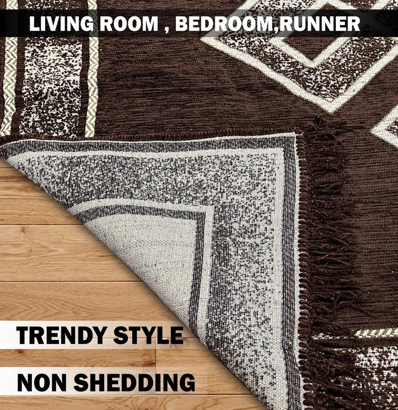 BSB HOME Heavy Fabric Velvet Touch Superfine Chenille Bedroom, Hall, Living Room, Drowing Room, Yoga Hall Carpet |54" Inch X 84" Inch | 5ft X 7ft I 150 Cm X 210 Cm (Light Brown), Large Rectangle 1