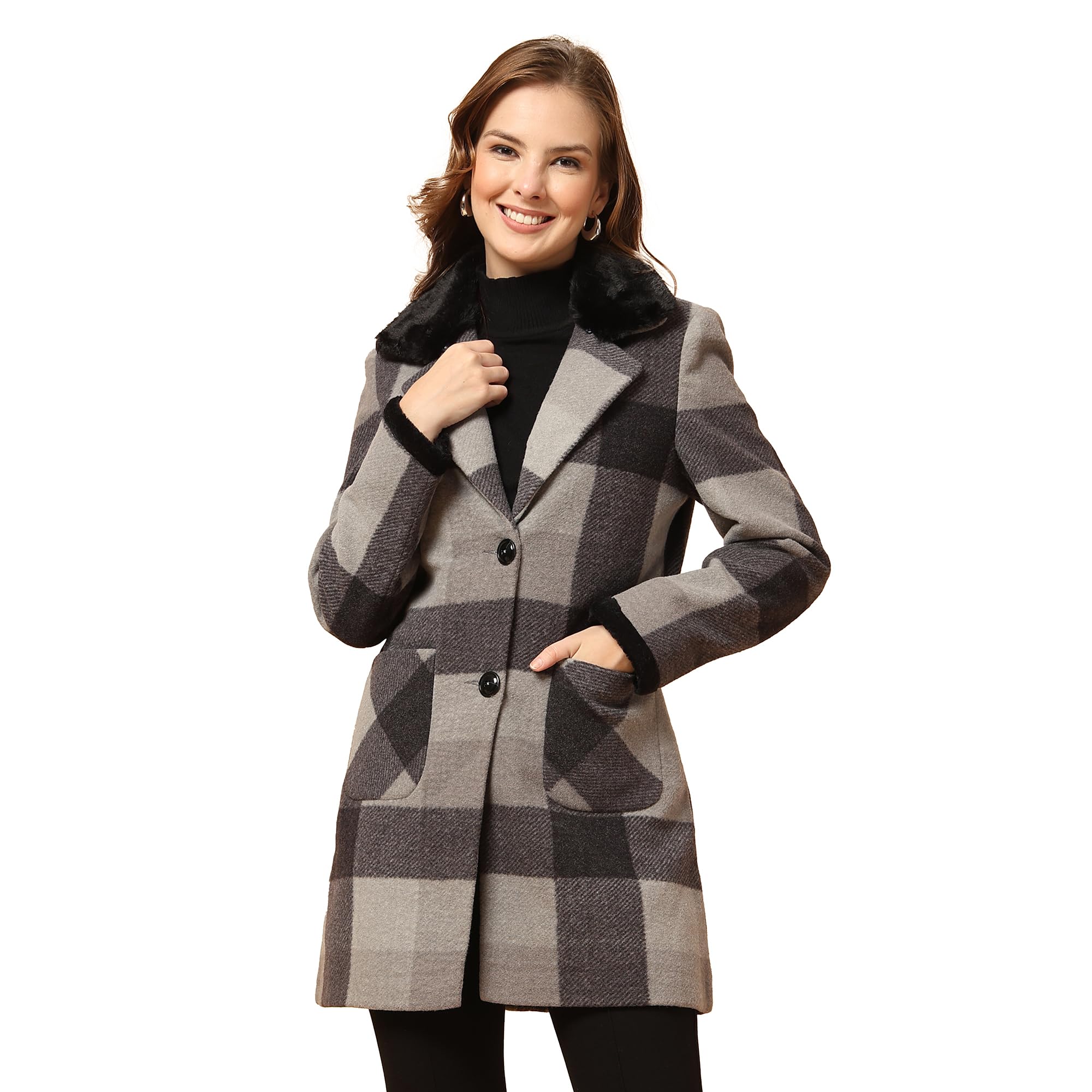 Winterwear Womens Grey Lepal Neck LongLine Long Coat-picture-21