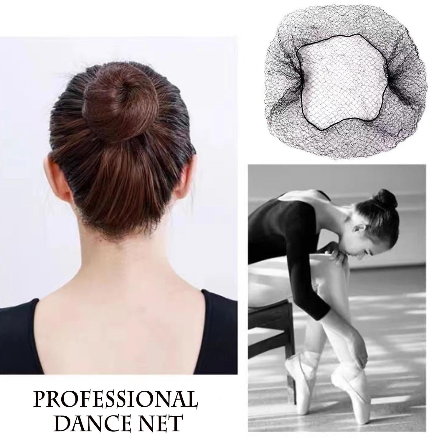 Retina Capelli Invisibile 40 Pezzi, Retina Elastica Capelli Donna per Chignon e Styling Professionale (Nero)