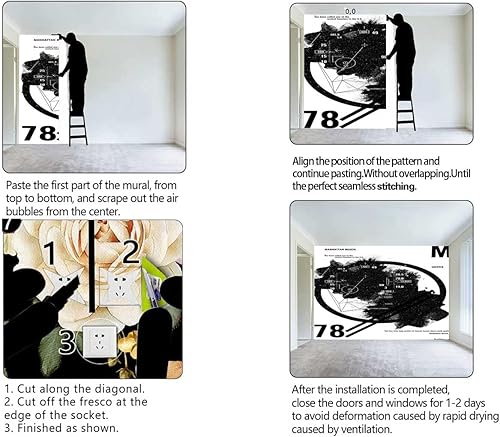 Miniatura 4 de Papel tapiz retro para póster con diseño de letras, papel tapiz para cocina, sala de juegos, diseño moderno de 78.7 pulgadas de ancho x 78.7