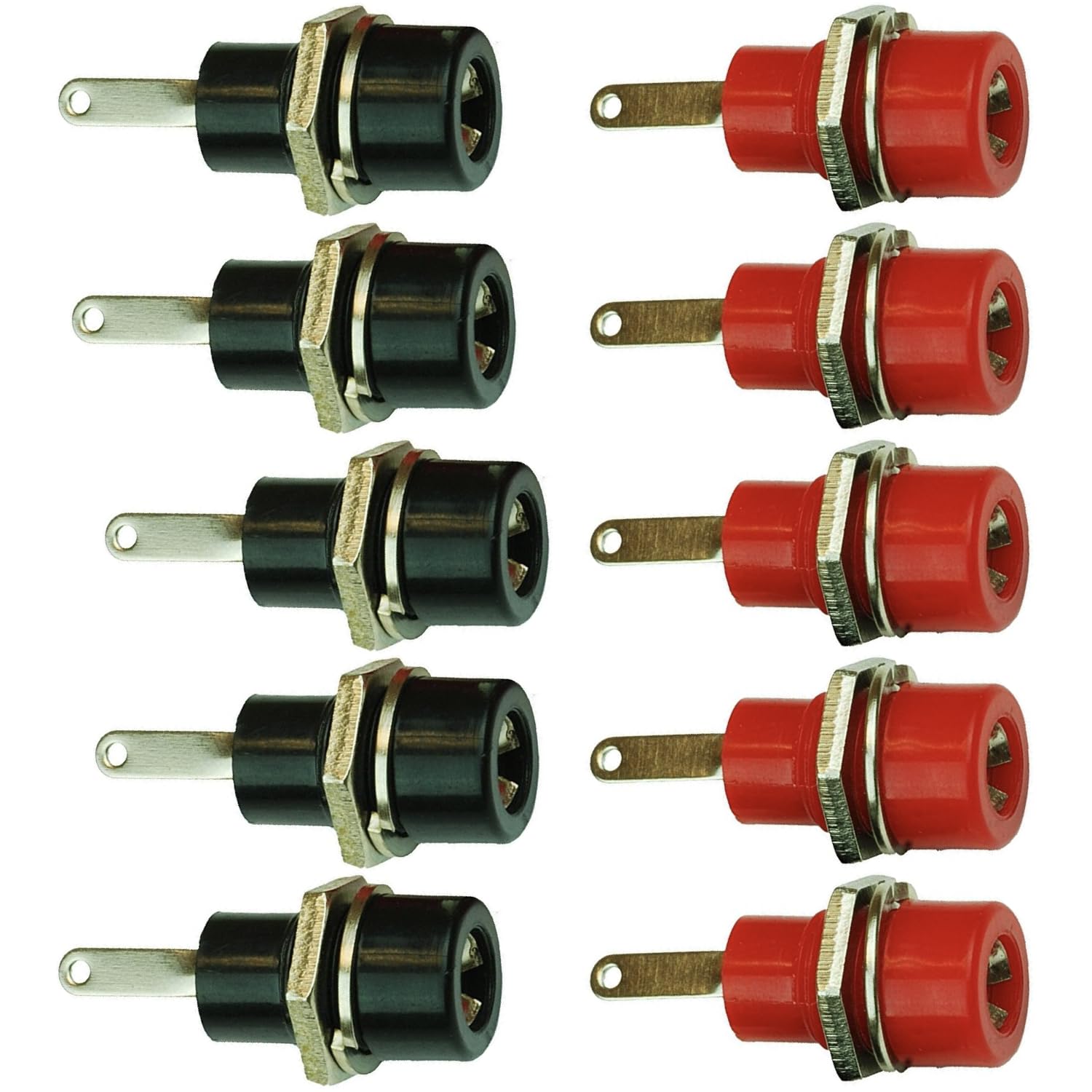 4mm Banana Socket Connectors, Soldering Type, Black and Red, 6 Pairs