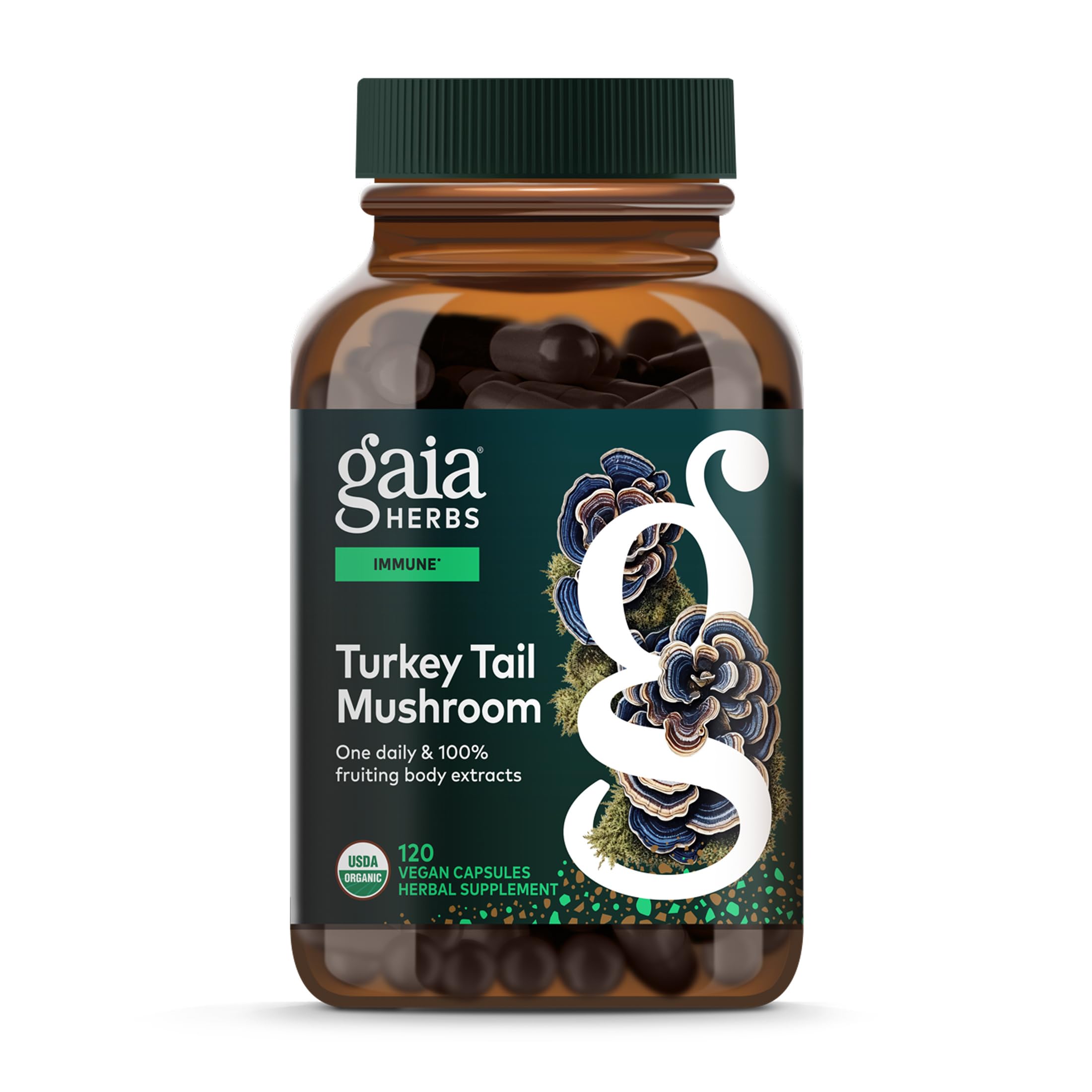 Turkey Tail Mushroom - Traditional Immune Support & Liver Health Supplement* - with Organic Turkey Tail Mushroom Fruiting Body Extract - 120 Vegan Capsules (120 Servings)