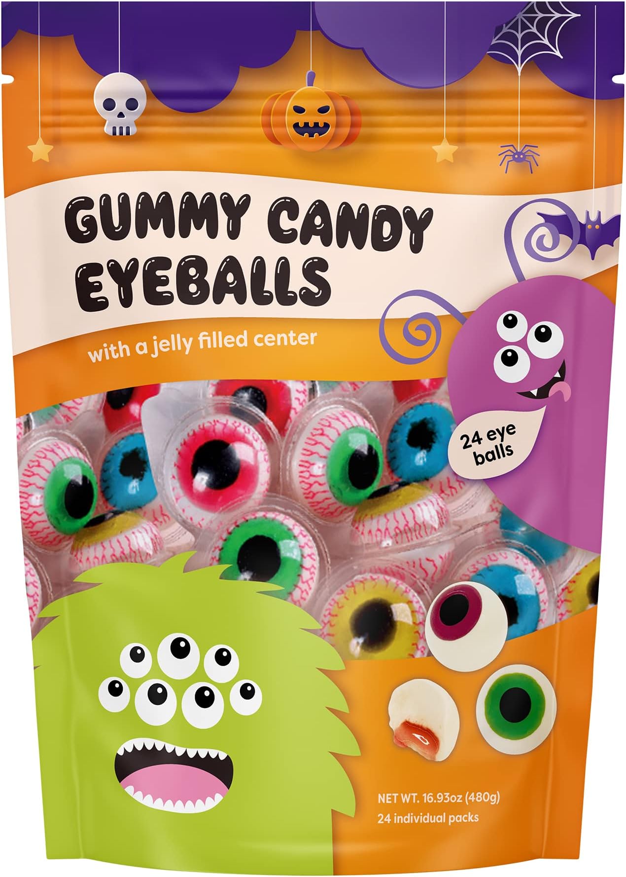 Gummy Candy Eyeballs, 16.93oz, PACKAGED WITH BRYANT DESAI SUPPLIES Pen