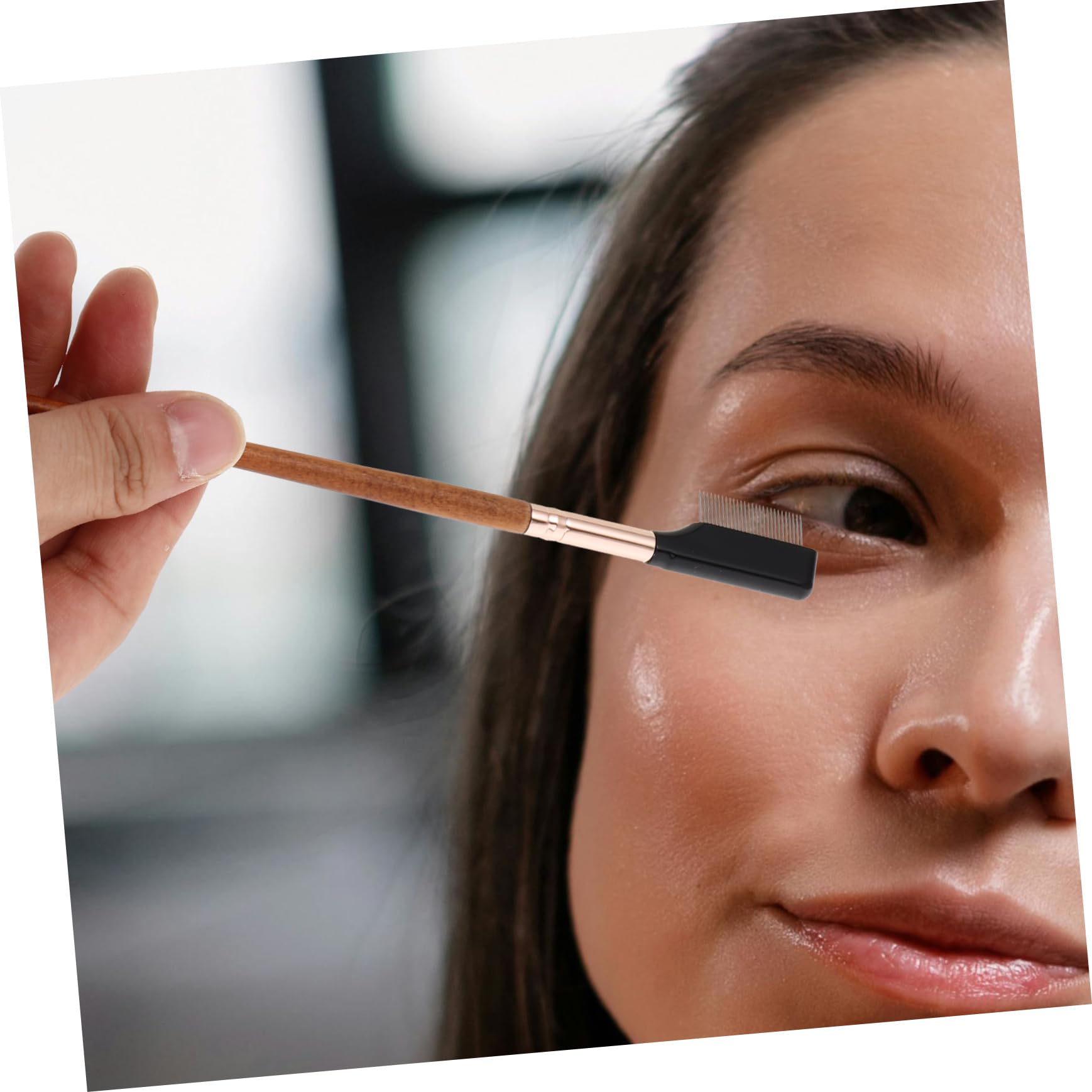 minkissy Metal Teeth Eye Makeup Brush Tool Eyelash Separator Eyebrow Brush Grooming Tool for Women