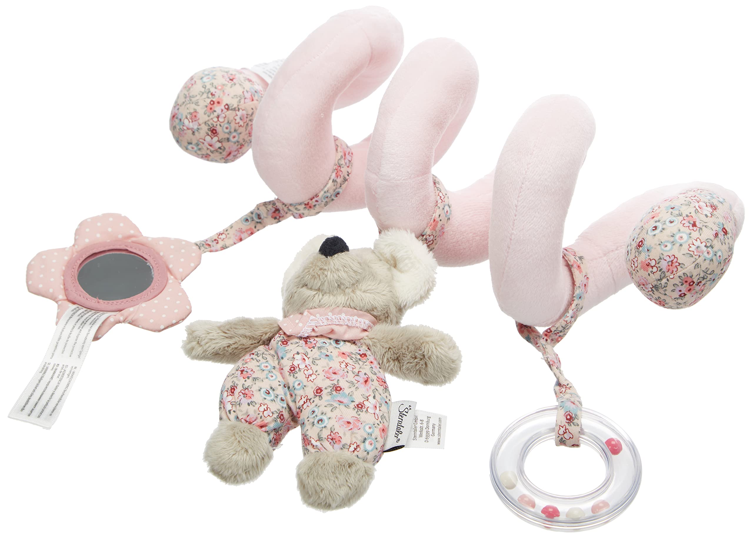 Sterntaler 6612001 Toy Spiral Mouse Mabel with Rattle Age for Babies from Birth Pink/Multicoloured